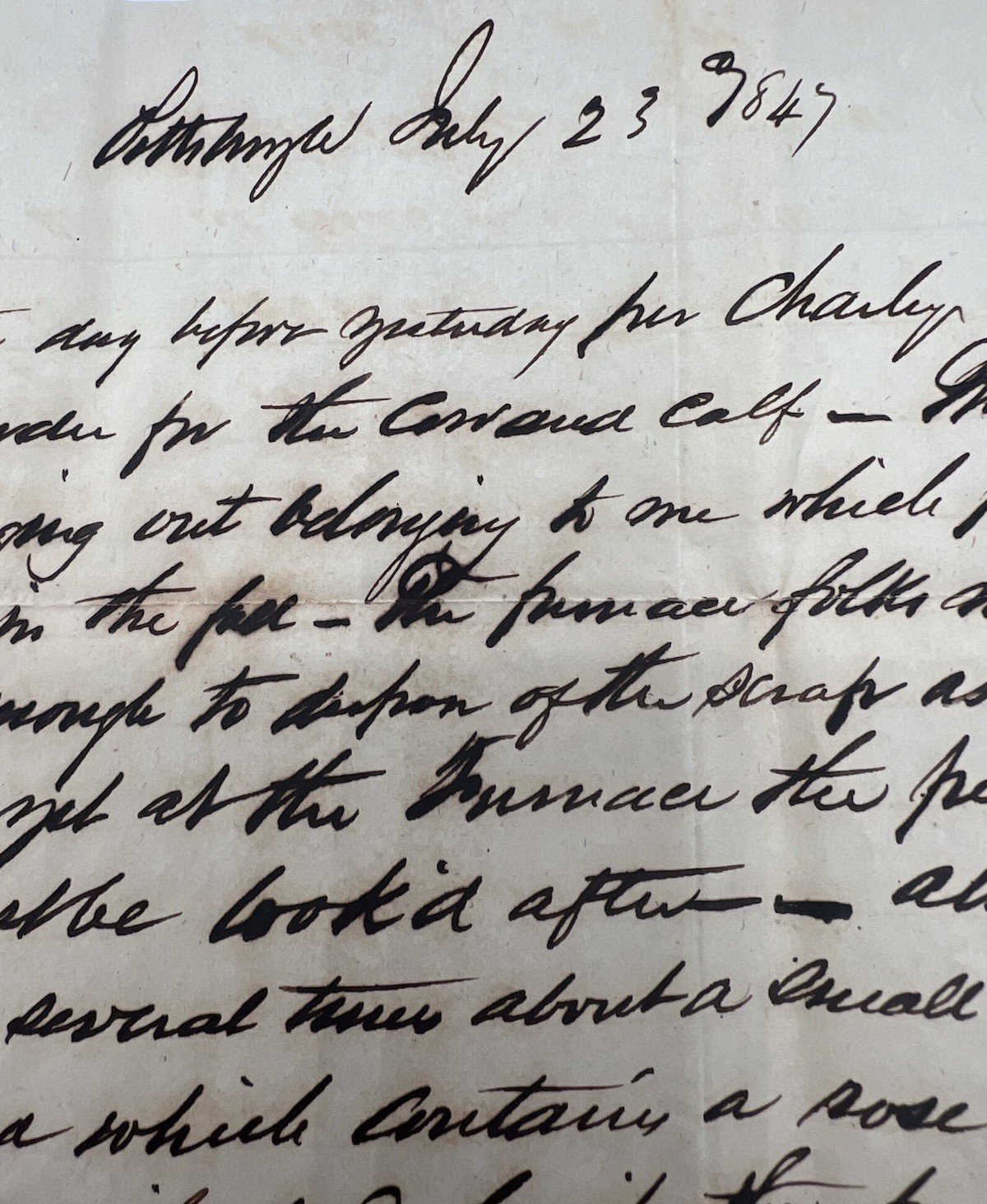 1847 Pittsburgh Letter George S. Williams Scioto Furnace Hanging Rock OH #1422 photo 4