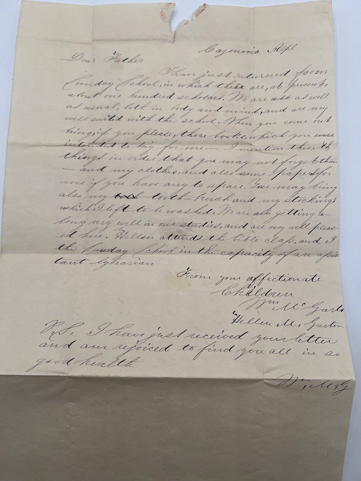 1846 Cazenovia Seminary Student Letters Helen & William Garton NY Pair# 1424