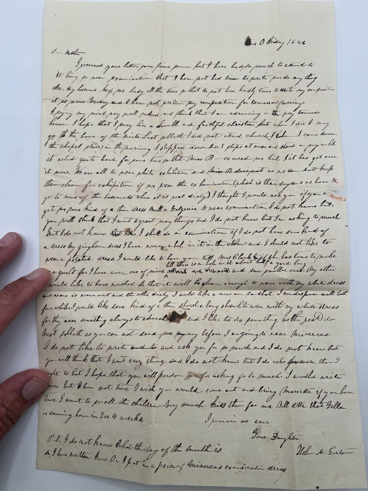 1846 Cazenovia Seminary Student Letters Helen & William Garton NY Pair# 1424 photo 10