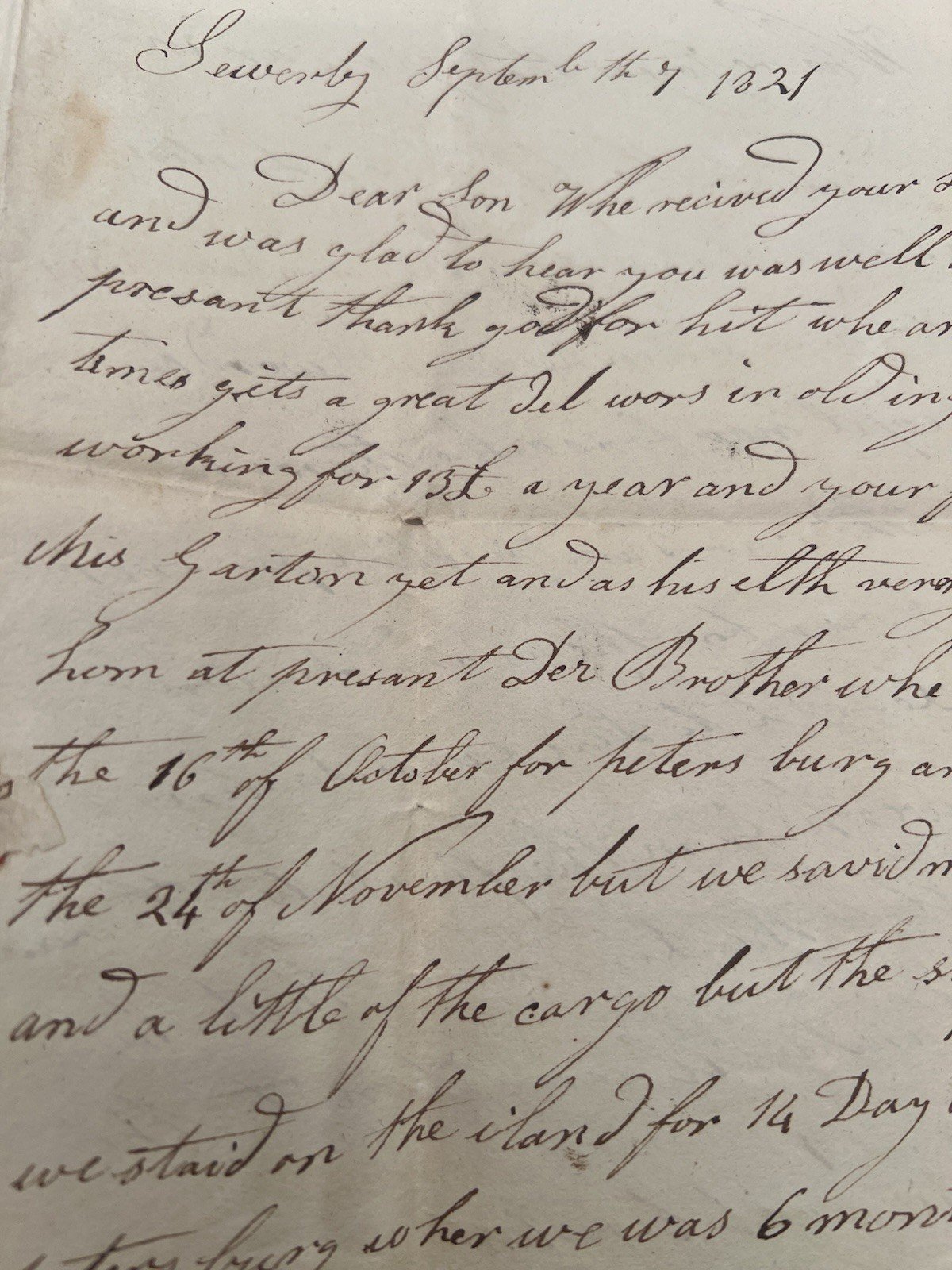 1821 Beverley England Shipwreck Letter to Vernon NY 20½¢ Ship Rate #1425 photo 4