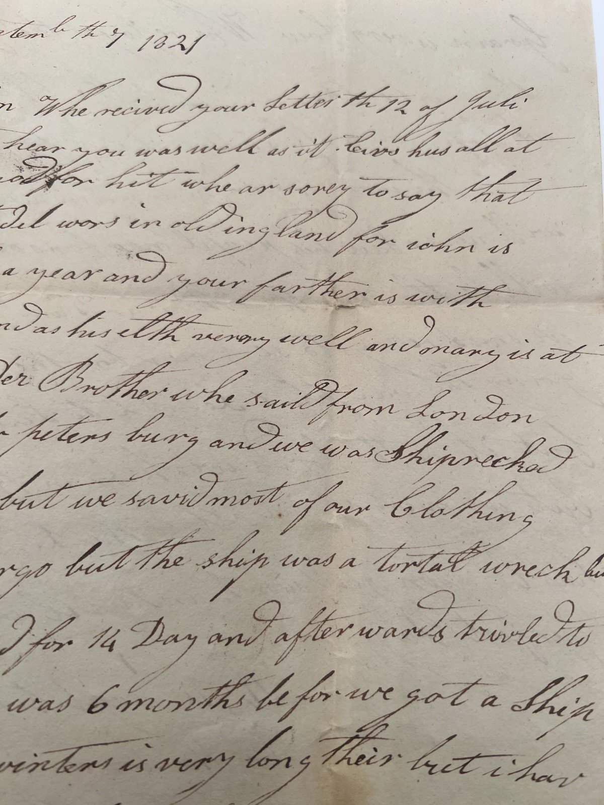 1821 Beverley England Shipwreck Letter to Vernon NY 20½¢ Ship Rate #1425 photo 5