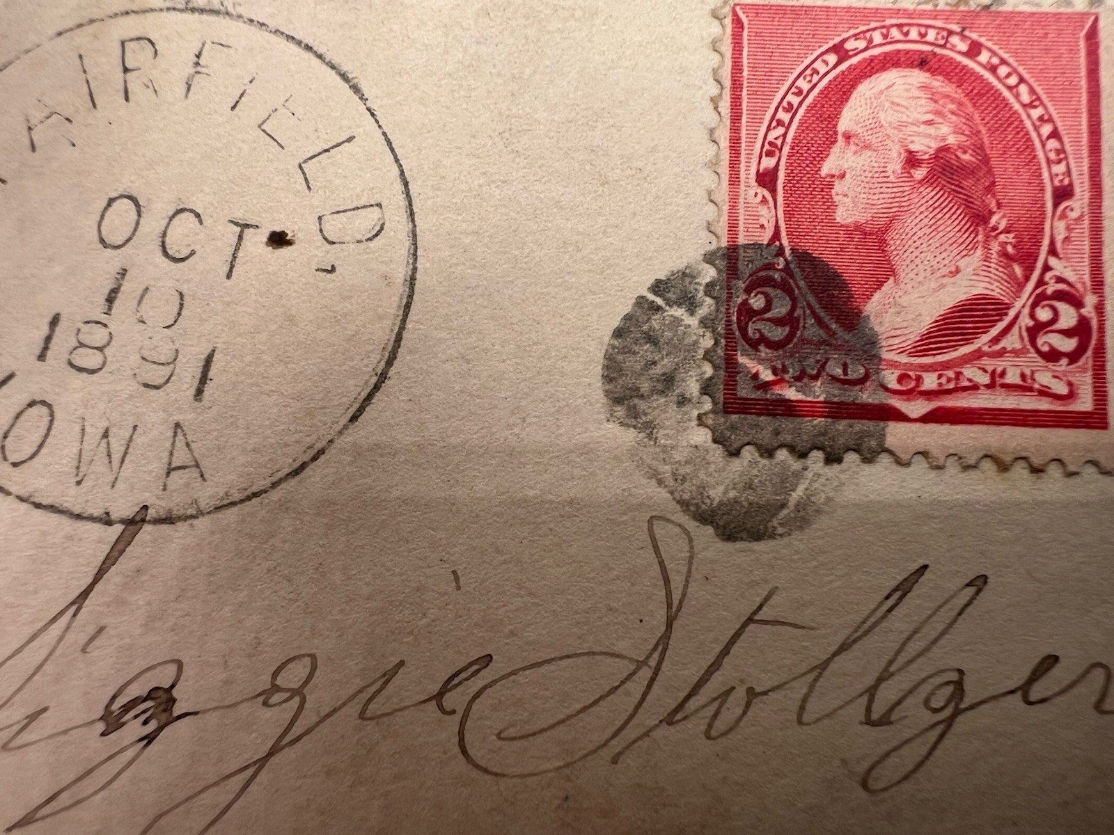 1891 Fairfield Iowa Cover 2¢ Washington Scott #220 New Albany IN #1427 photo 3