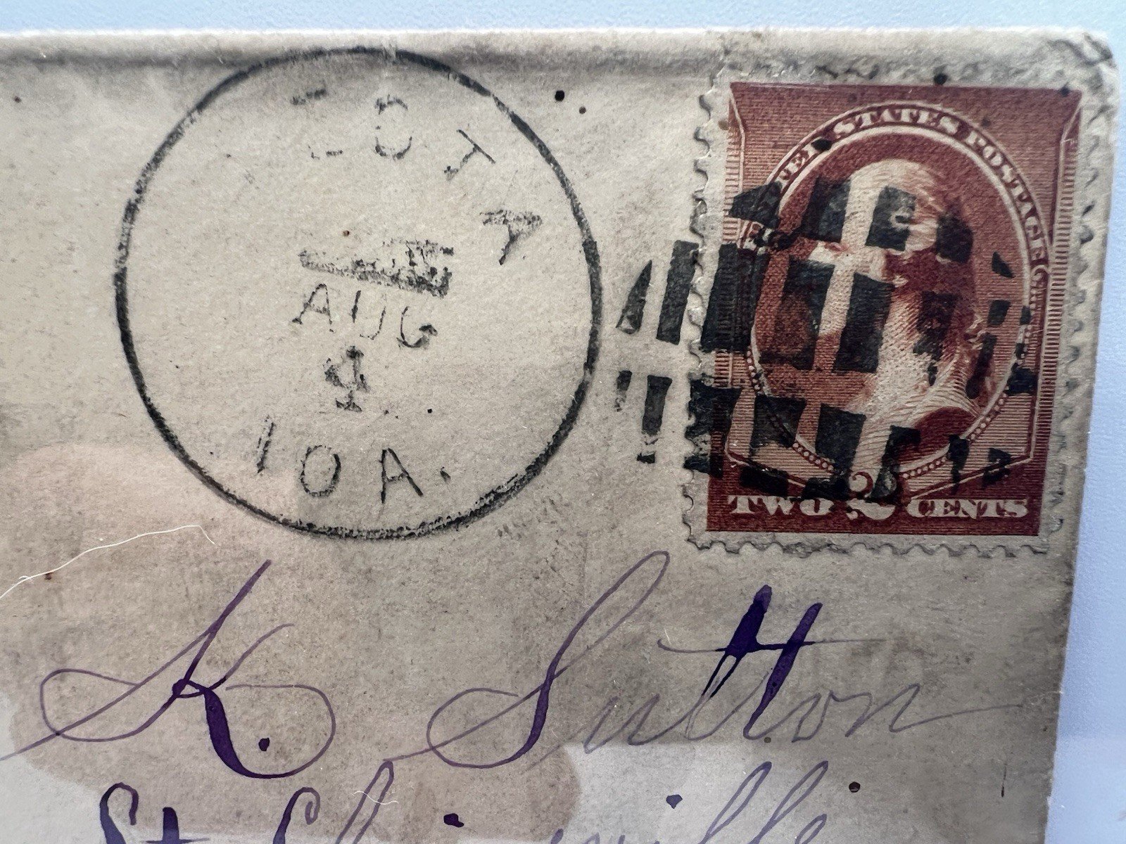 1885 Keota Iowa Cover Scott 210 2¢ Washington to St Clairsville Ohio #1429 photo 2