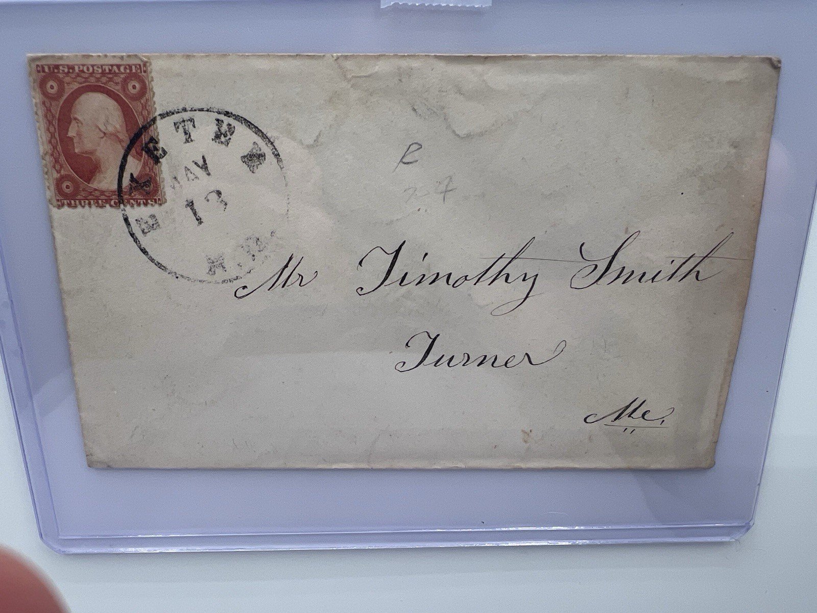 c1858-61 Bethel Maine Cover Timothy Smith Scott 26 3¢ Washington #1430