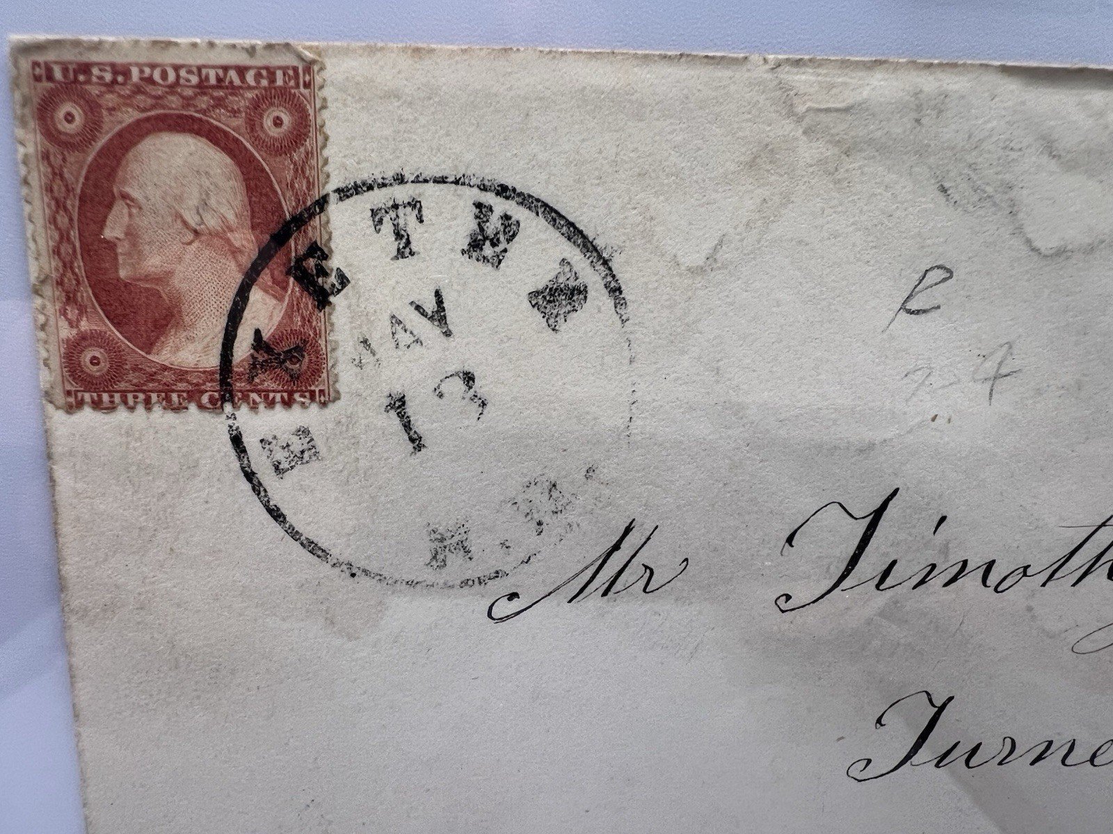c1858-61 Bethel Maine Cover Timothy Smith Scott 26 3¢ Washington #1430 photo 2