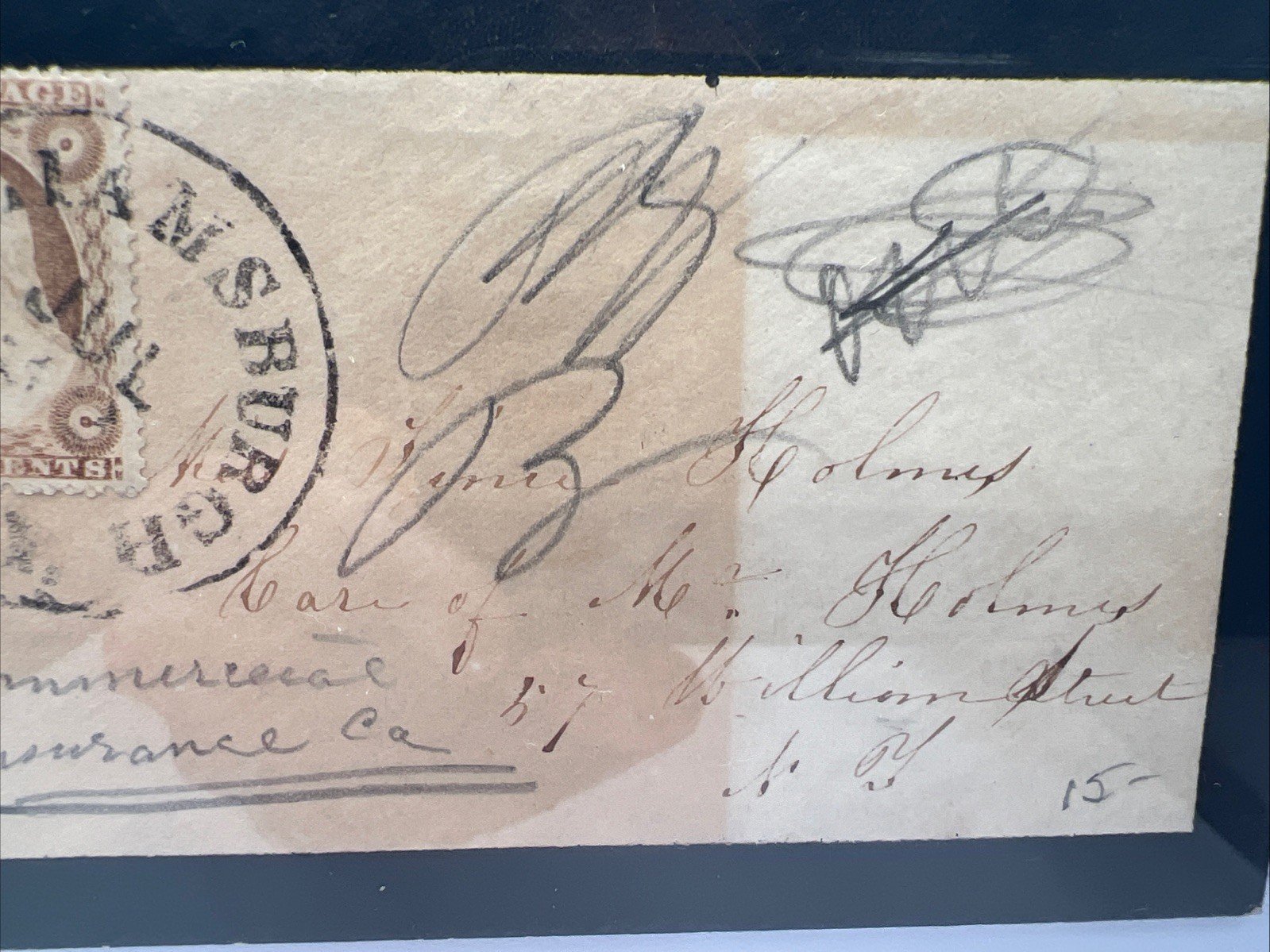 c1858-61 Williamsburgh NY Mourning Cover Scott 26 3¢ Washington Holmes #1431 photo 3