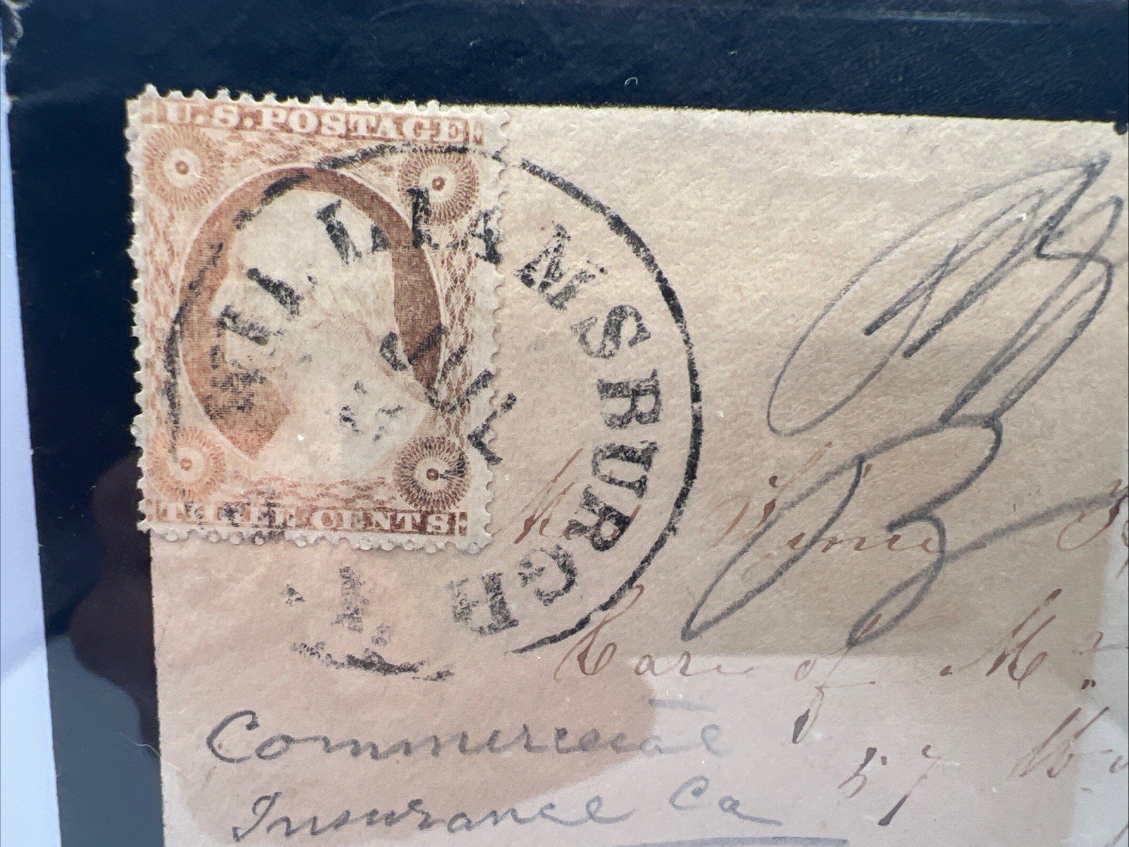 c1858-61 Williamsburgh NY Mourning Cover Scott 26 3¢ Washington Holmes #1431 photo 4