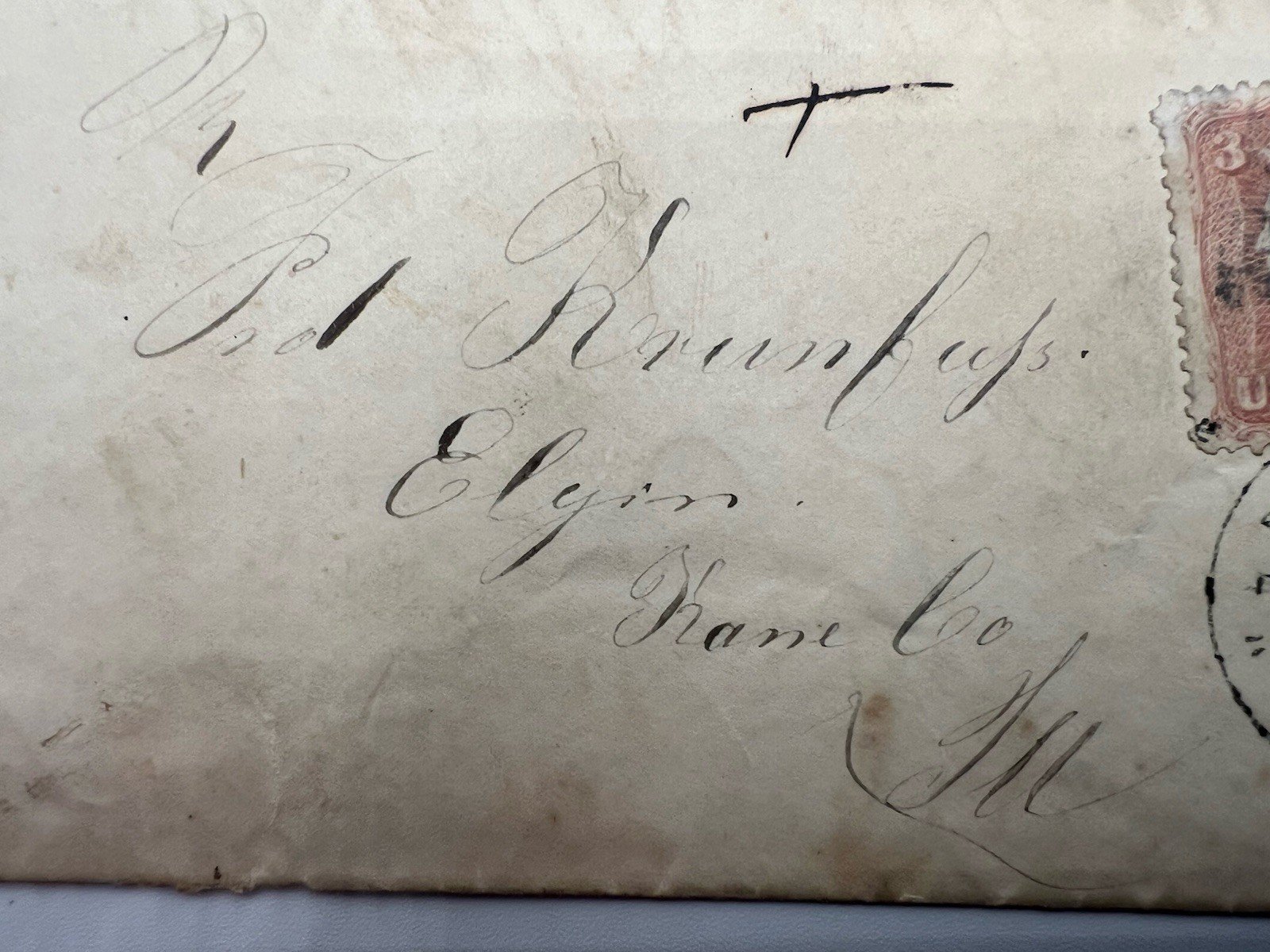 Civil War Era 3c Washington Cover Col Humphreys Elgin Kane Co Illinois #1432