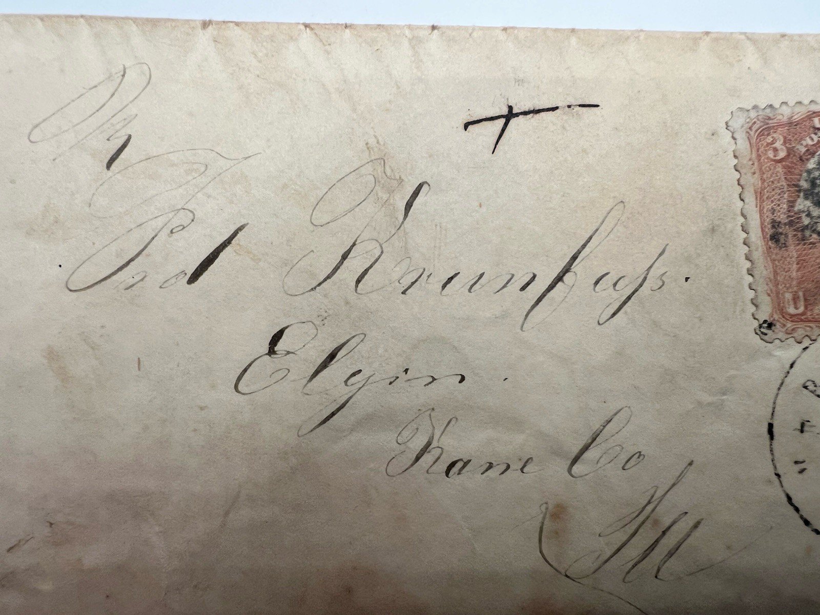 Civil War Era 3c Washington Cover Col Humphreys Elgin Kane Co Illinois #1432 photo 3