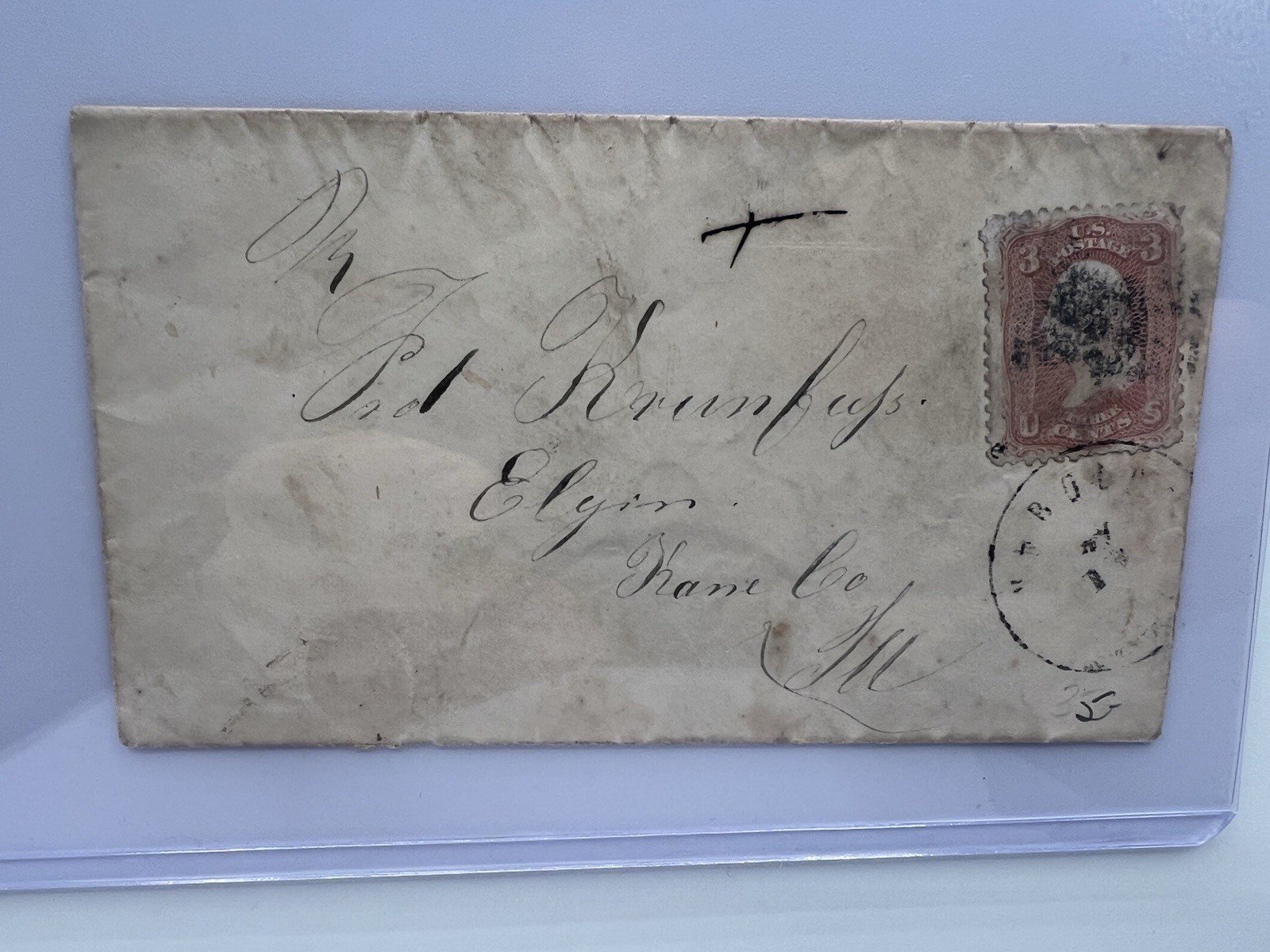 Civil War Era 3c Washington Cover Col Humphreys Elgin Kane Co Illinois #1432 photo 8