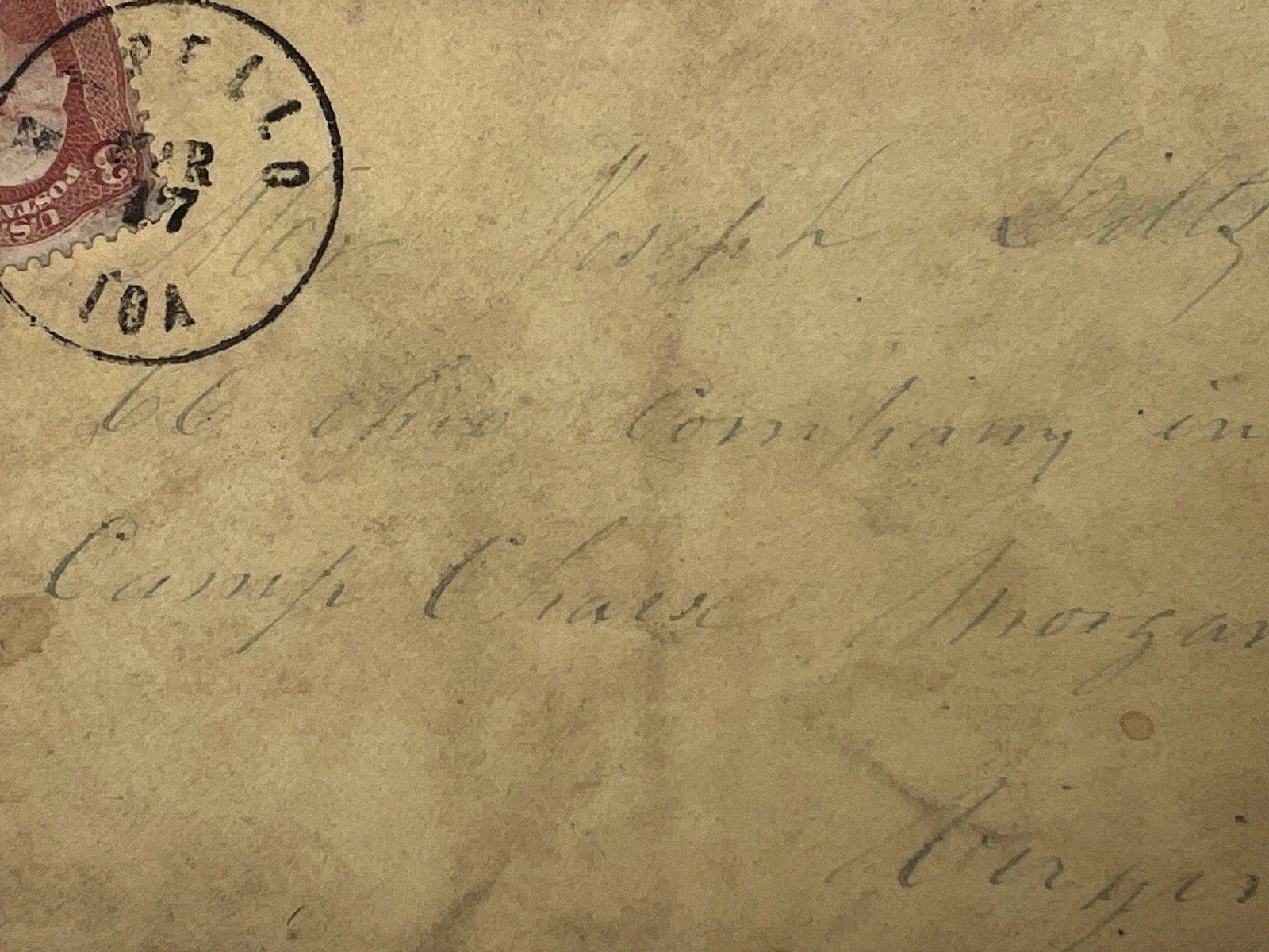 1862 Civil War Cover Clinton Iowa to Camp Chase Morgan County VA #1435 photo 4