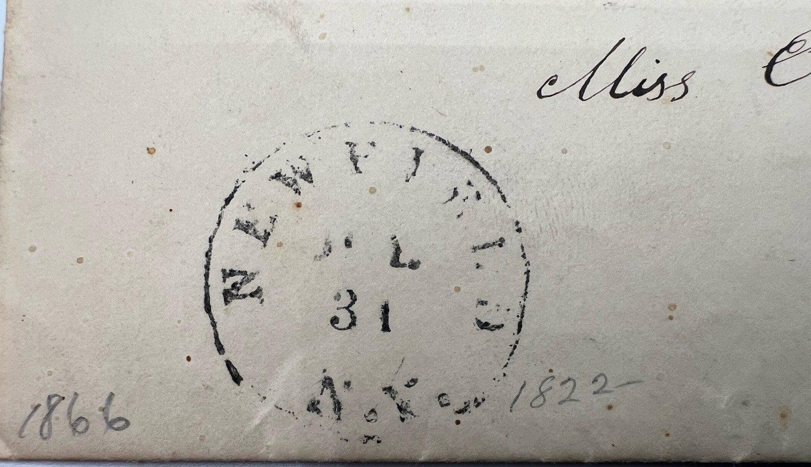 1866 New London Ohio Cover 3¢ Washington Scott 65 Bold Grid Cancel #1437 photo 3