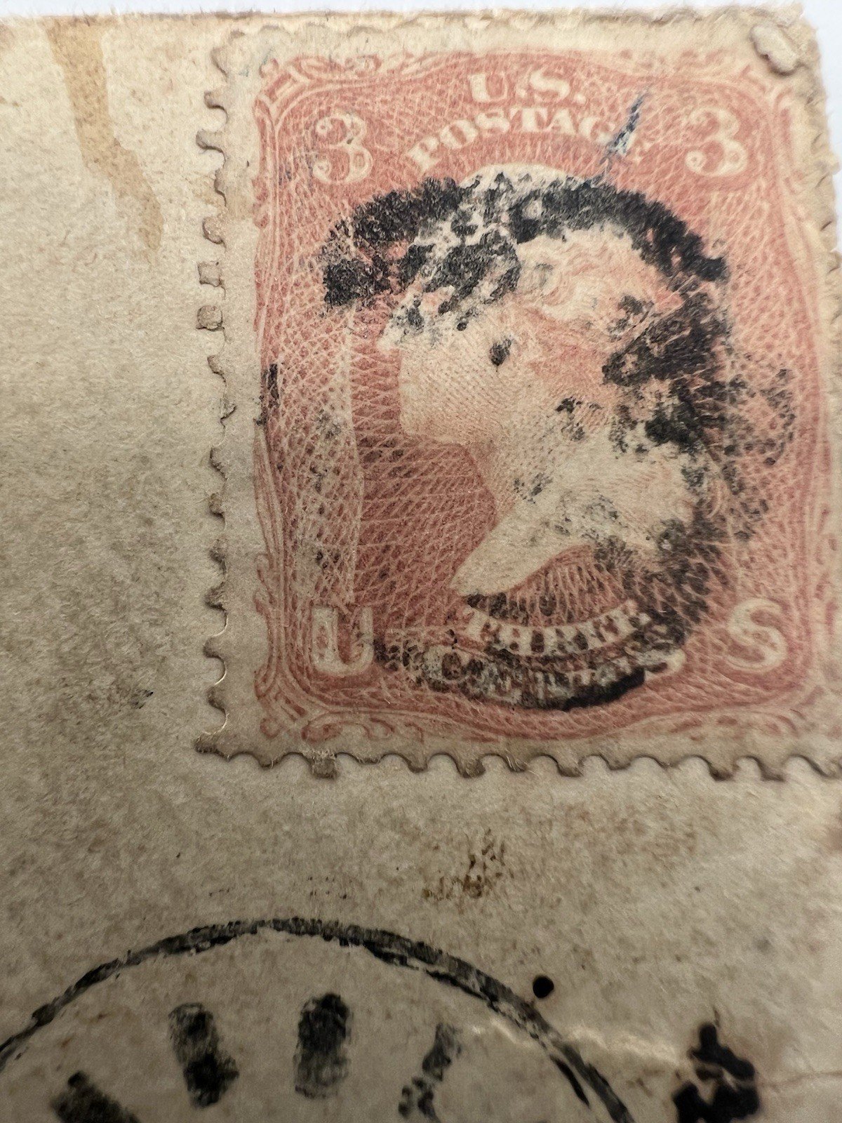 1860s Civil War Era 3¢ Washington Scott 65 Cover Elgin IL Target Cancel #1438 photo 3