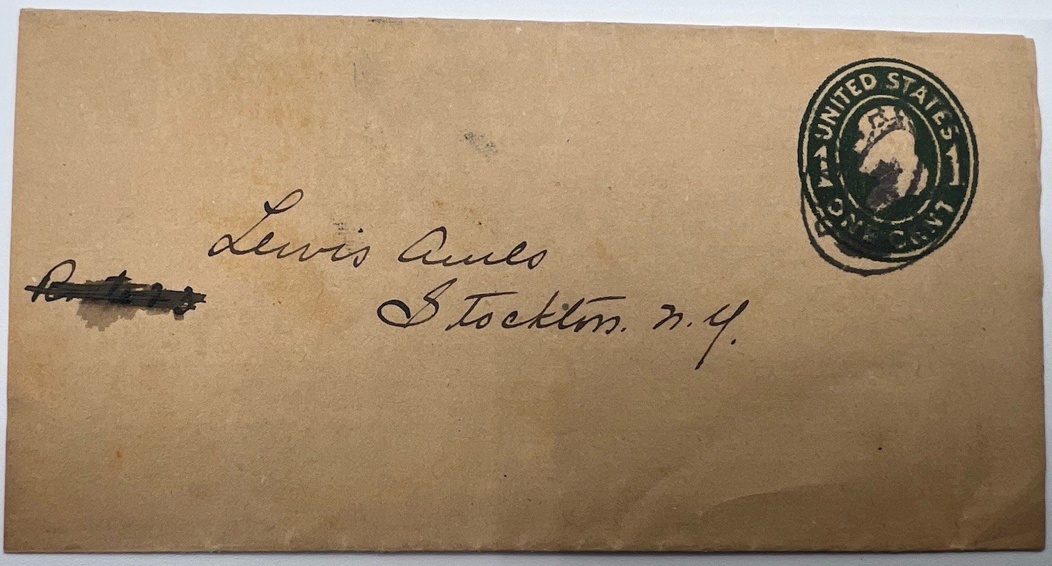 Scott W425 1¢ Franklin Postal Wrapper Lewis Ames Stockton NY #1441