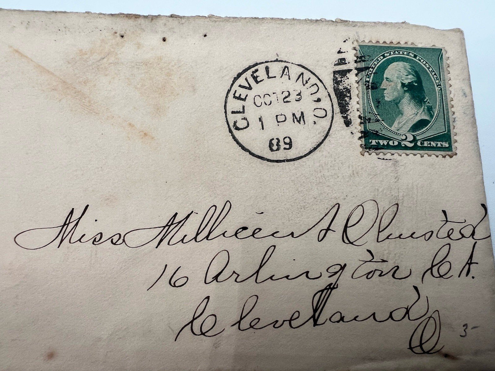 1889 Cleveland Ohio Cover to Author Millicent Olmsted Scott 213 Washington #1442 photo 3