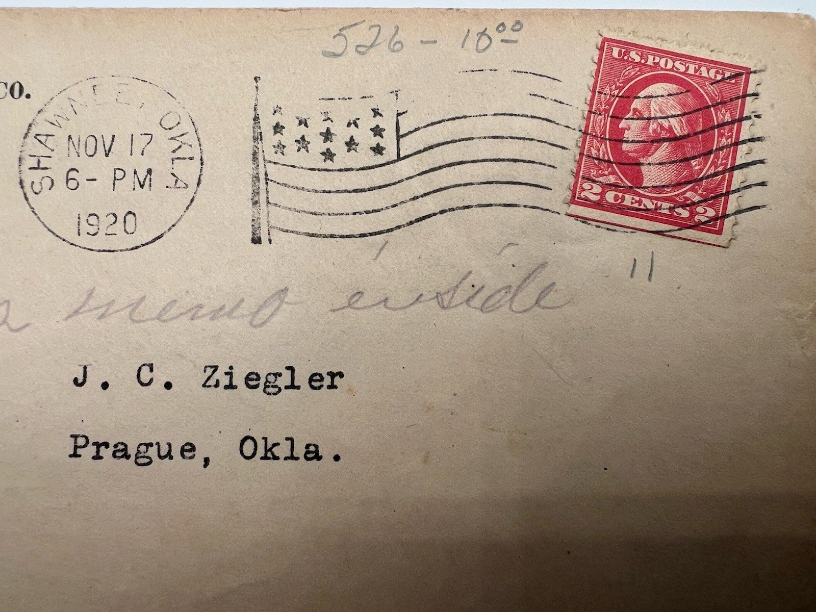 1920 Shawnee Oklahoma Metropolitan Cigar Candy Co Scott 526 Cover #1444 photo 2