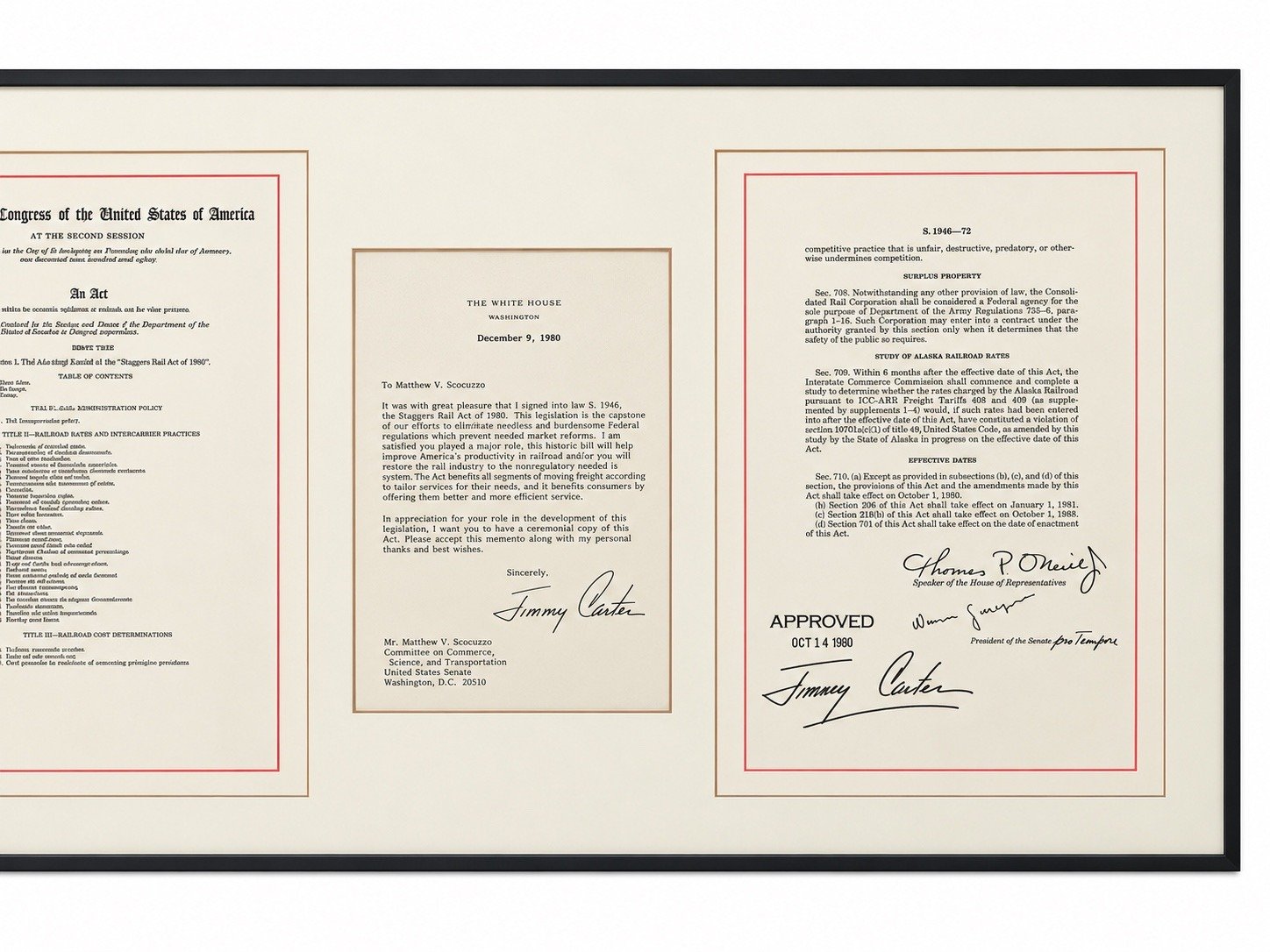 1980 Staggers Rail Act Jimmy Carter O’Neill Magnuson Signed Framed Display photo 3