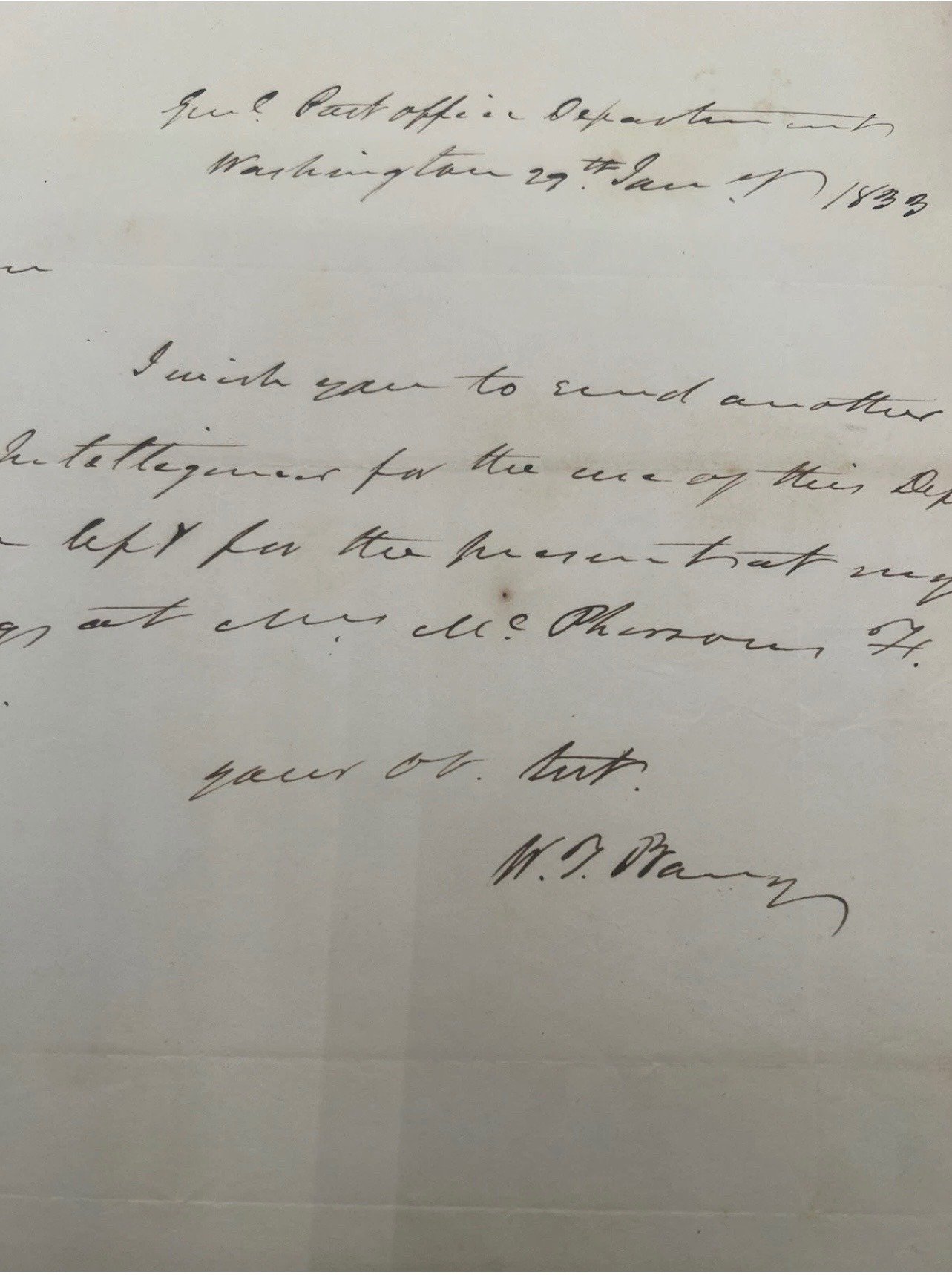 1833 William T. Barry ALS Postmaster General Andrew Jackson Signed Letter #1466 photo 3