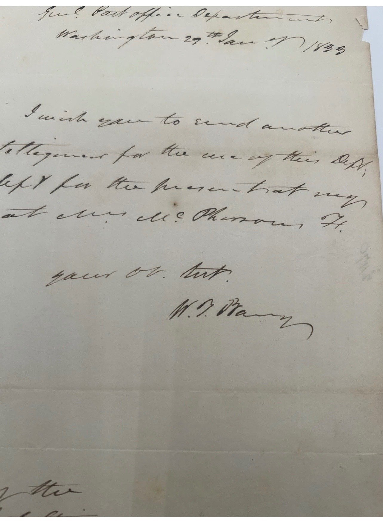 1833 William T. Barry ALS Postmaster General Andrew Jackson Signed Letter #1466 photo 4