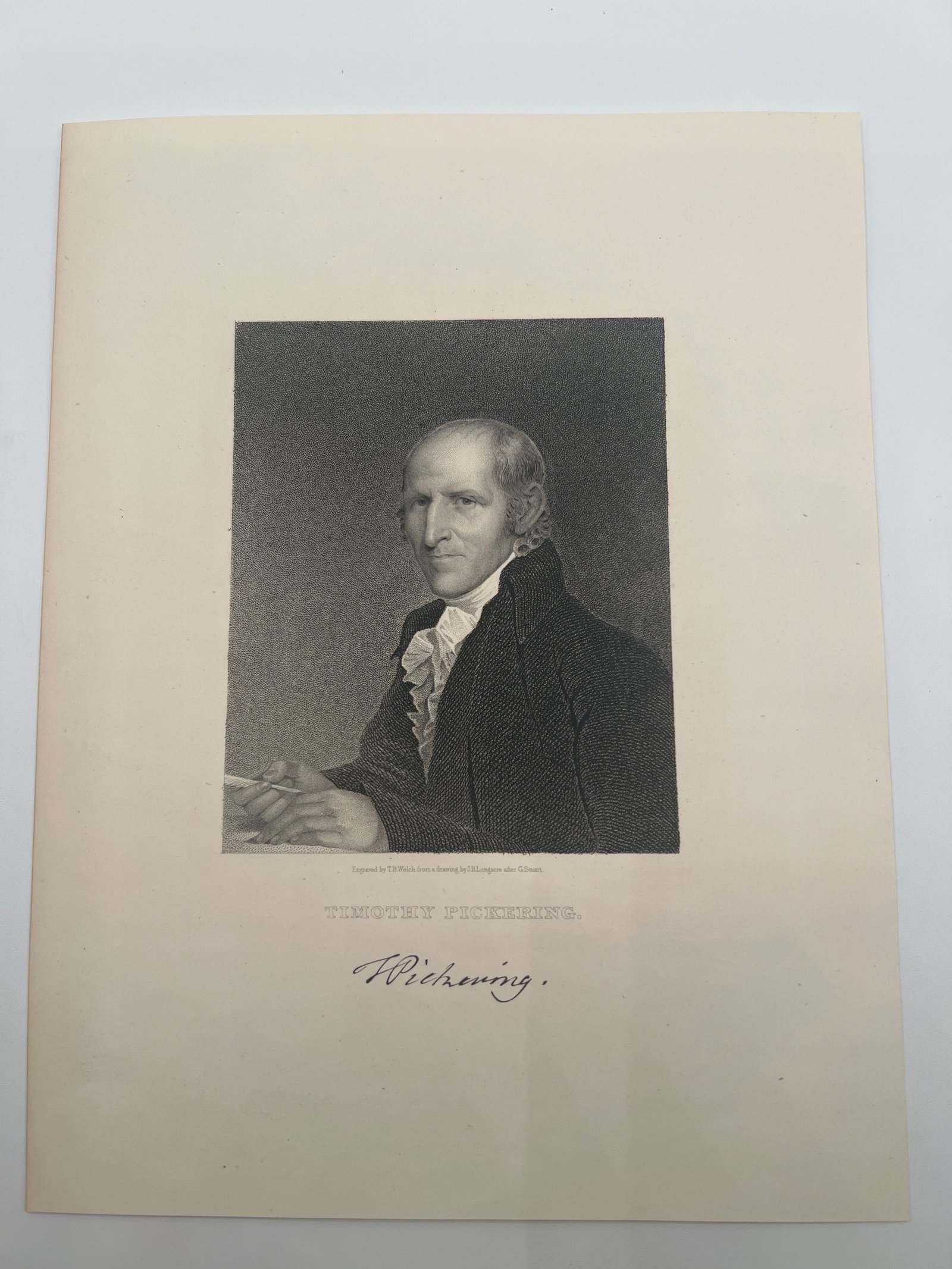 1834 Timothy Pickering Engraving T.B. Welch Longacre After Gilbert Stuart #1464