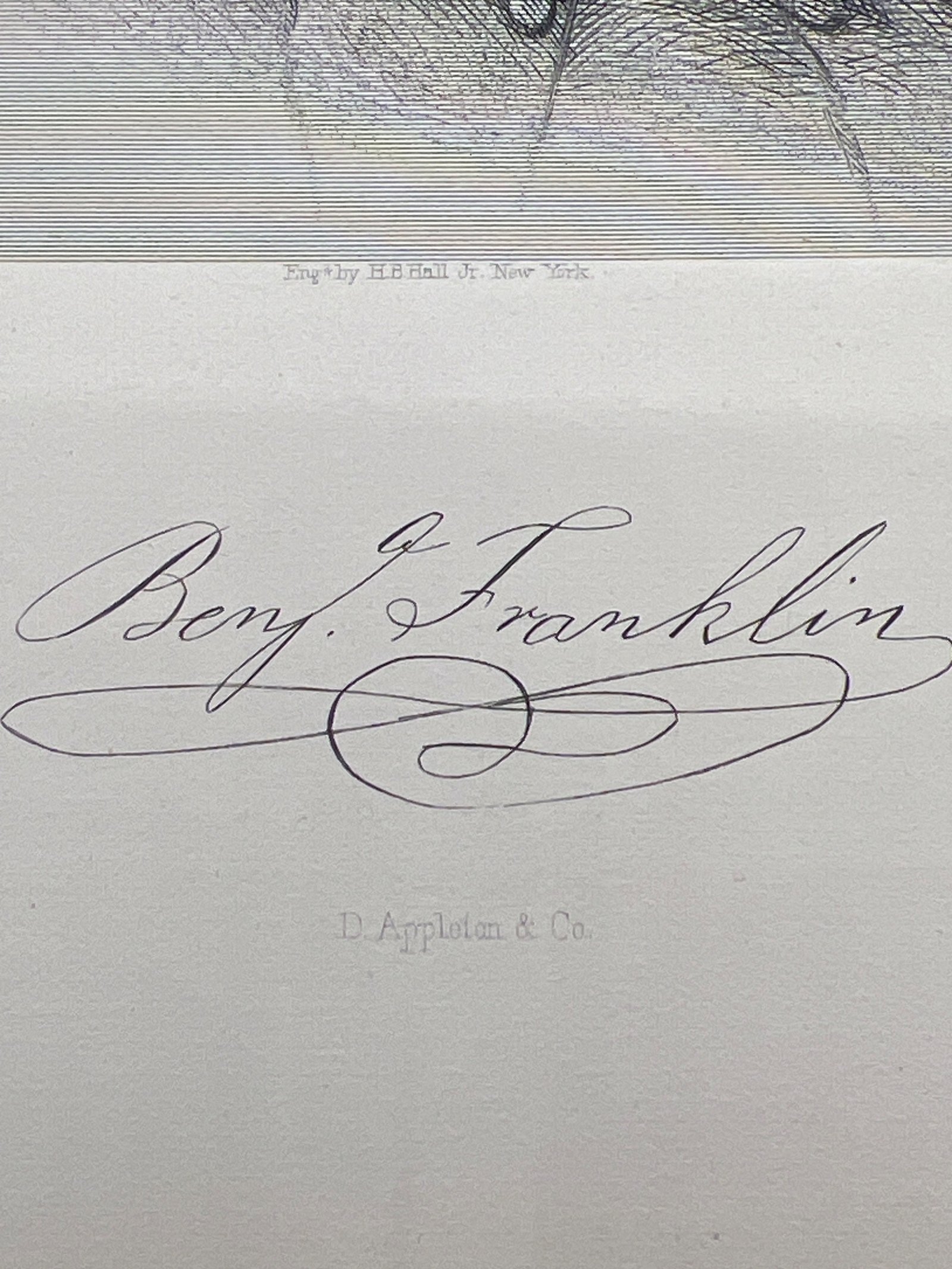 Benjamin Franklin 1887 H.B. Hall Jr Engraving D. Appleton & Co Antique #1462 photo 4