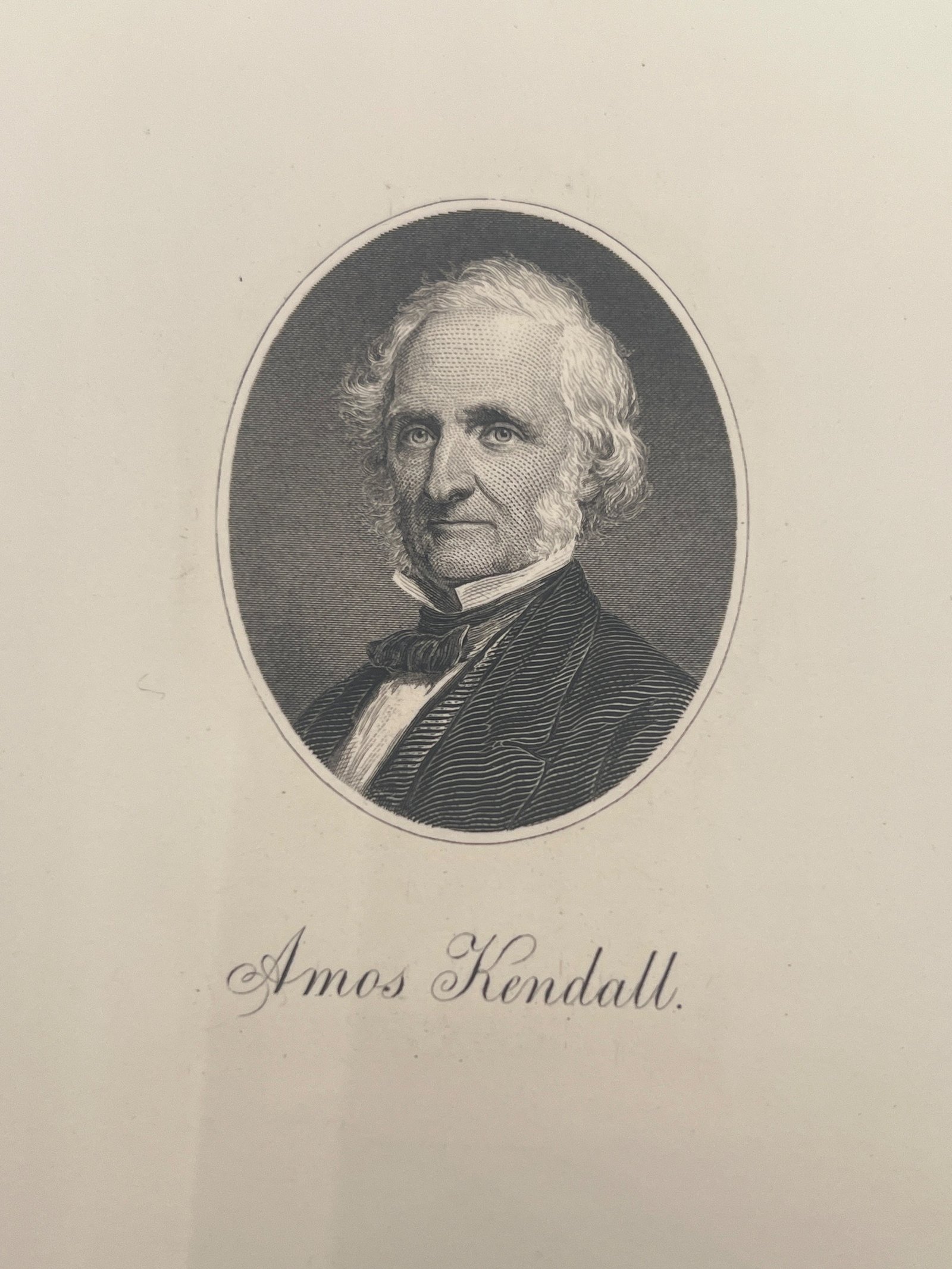 Amos Kendall BEP Large Die Proof Engraving Postmaster General Portrait #1461 photo 3