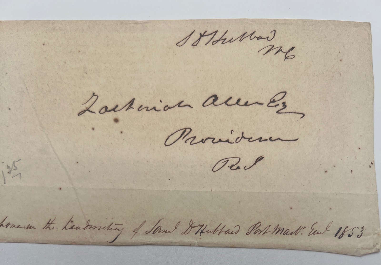 1840s Samuel D Hubbard Signed Cover Postmaster General Zachariah Allen #1458 photo 3