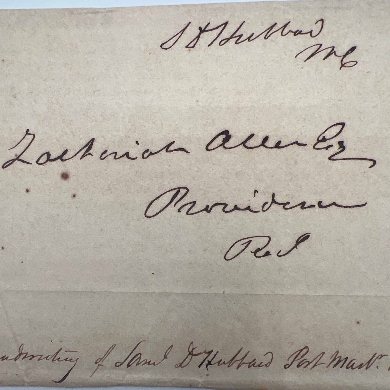 1840s Samuel D Hubbard Signed Cover Postmaster General Zachariah Allen #1458 photo 4