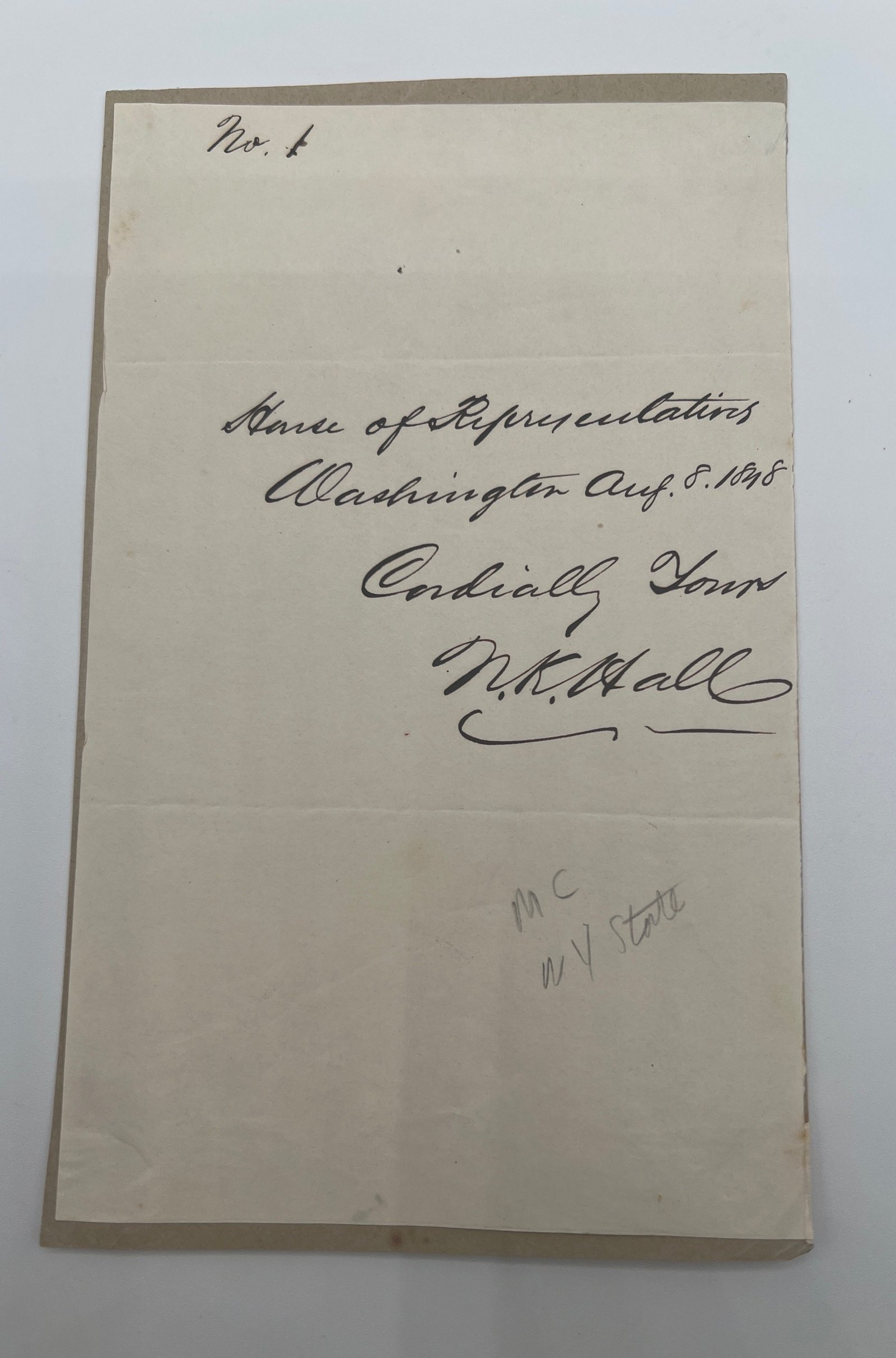 1848 Nathan Kelsey Hall Signed Autograph Congressman Postmaster General #1457
