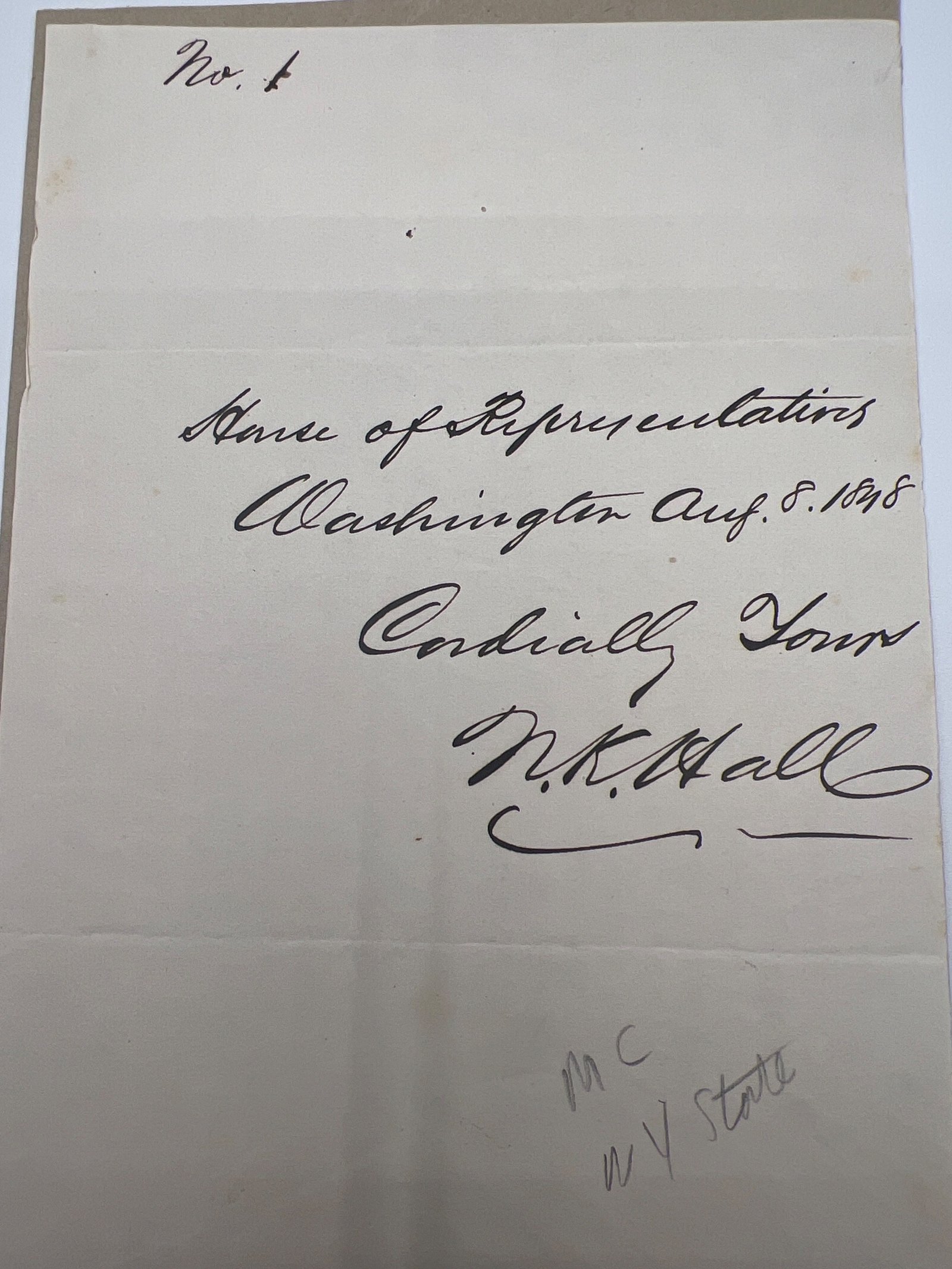 1848 Nathan Kelsey Hall Signed Autograph Congressman Postmaster General #1457 photo 2