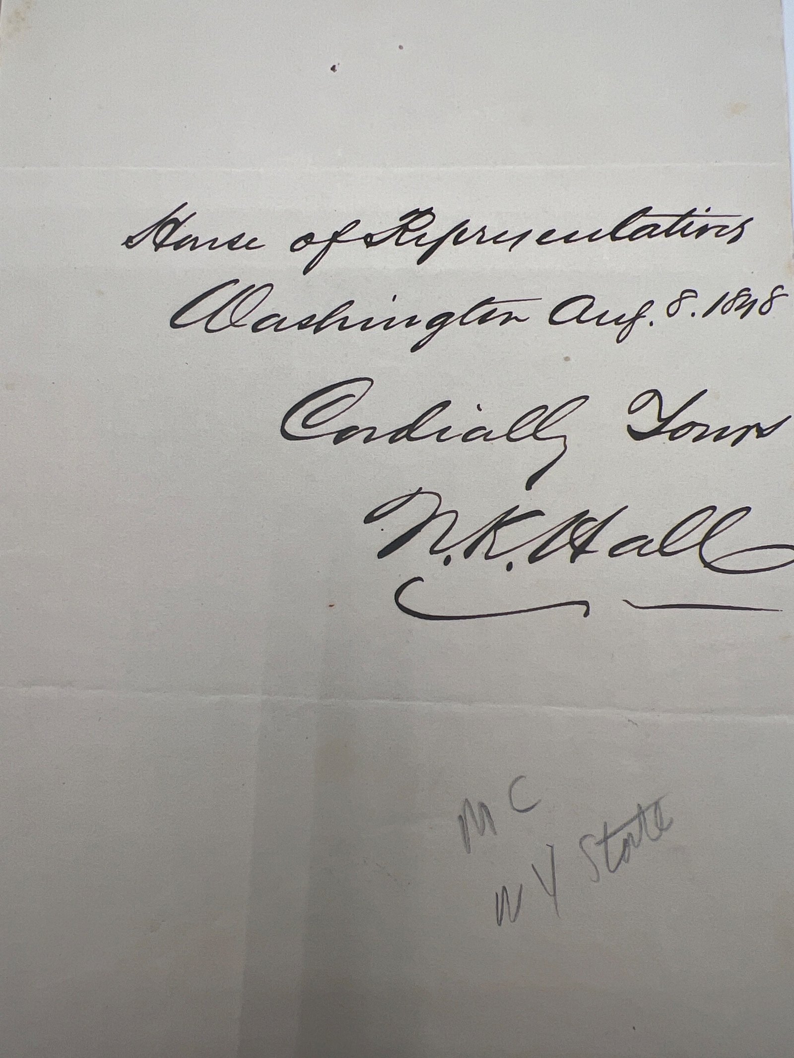 1848 Nathan Kelsey Hall Signed Autograph Congressman Postmaster General #1457 photo 3