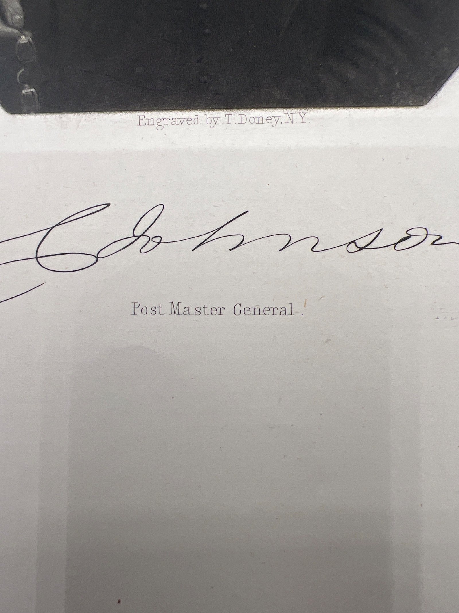 1845 C. Johnson Post Master General Portrait Engraving T. Doney NY #1456 photo 4
