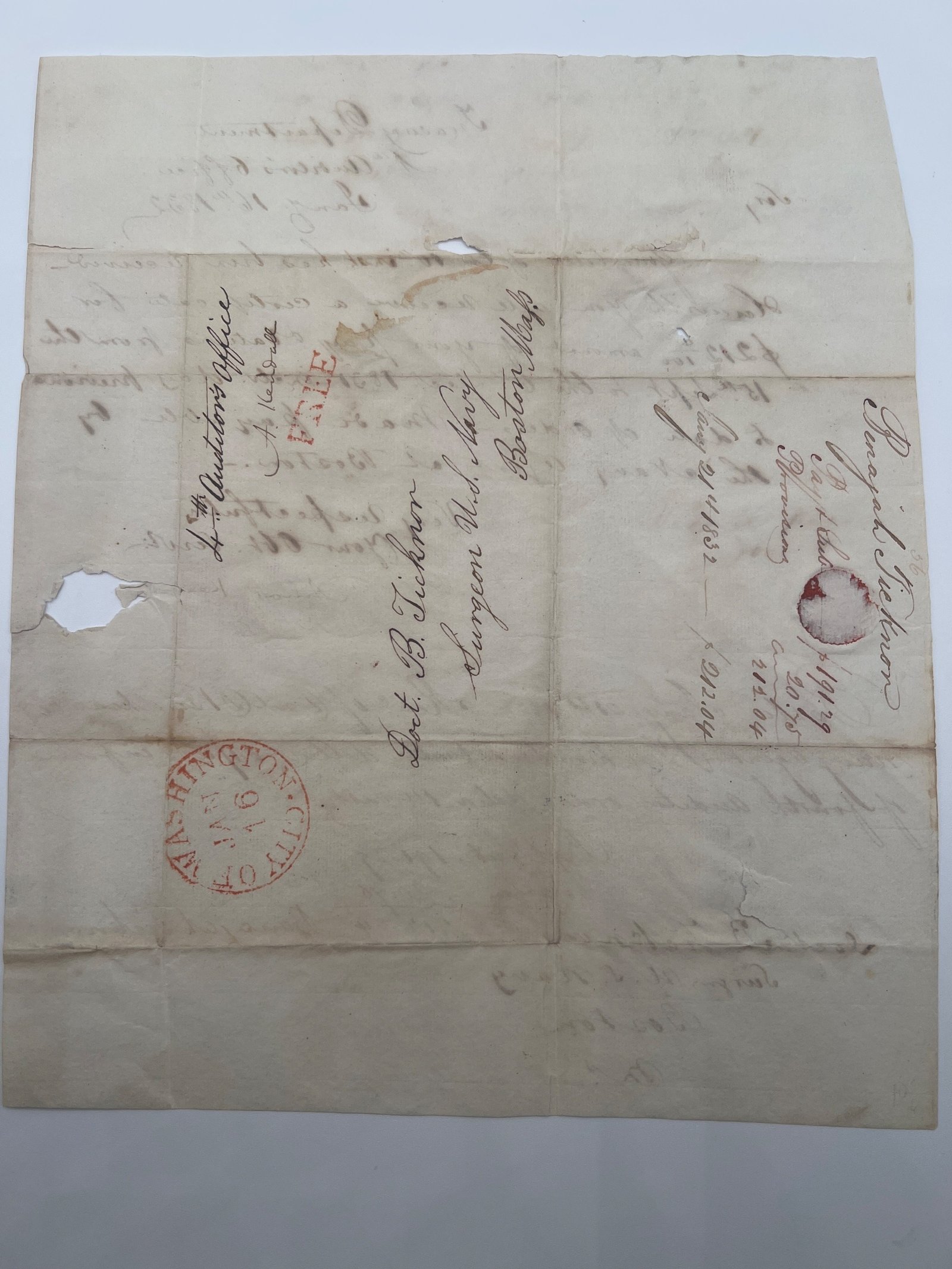 1832 Amos Kendall Signed Treasury Letter U.S. Navy Washington City FREE #1452 photo 7
