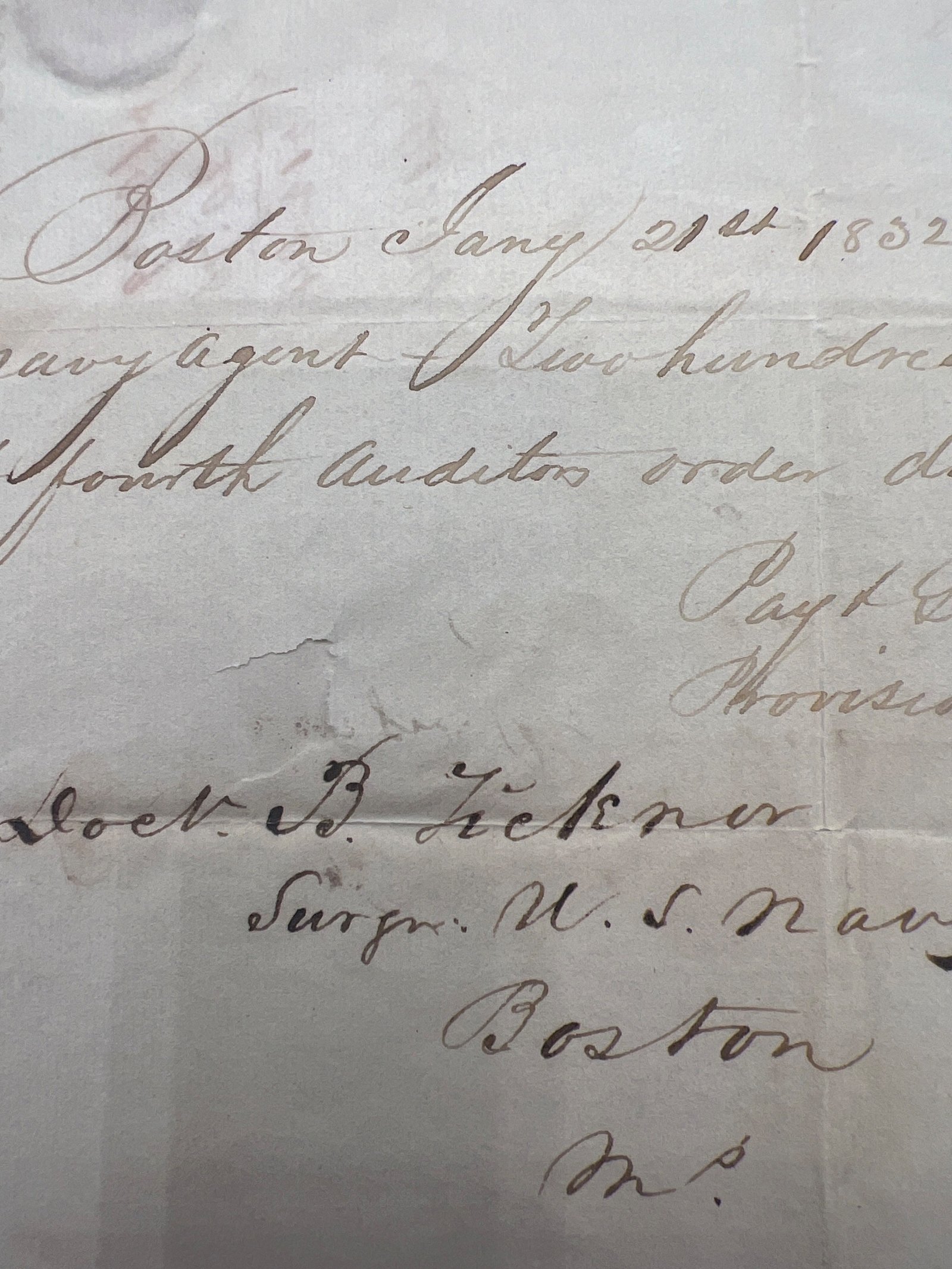 1832 Amos Kendall Signed Treasury Letter U.S. Navy Washington City FREE #1452 photo 5