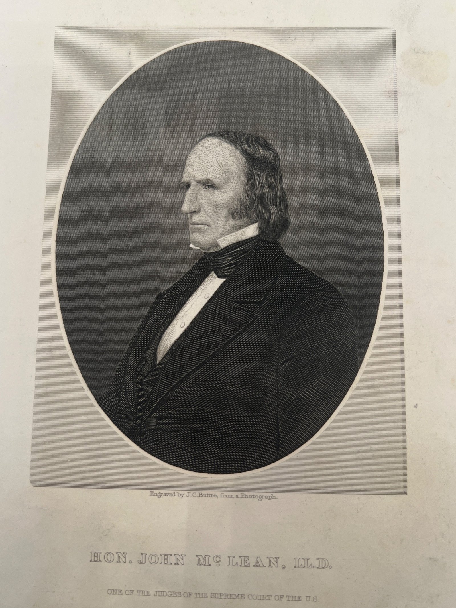 1859 John McLean Supreme Court J.C. Buttre Dred Scott Antique Engraving #1451 photo 2