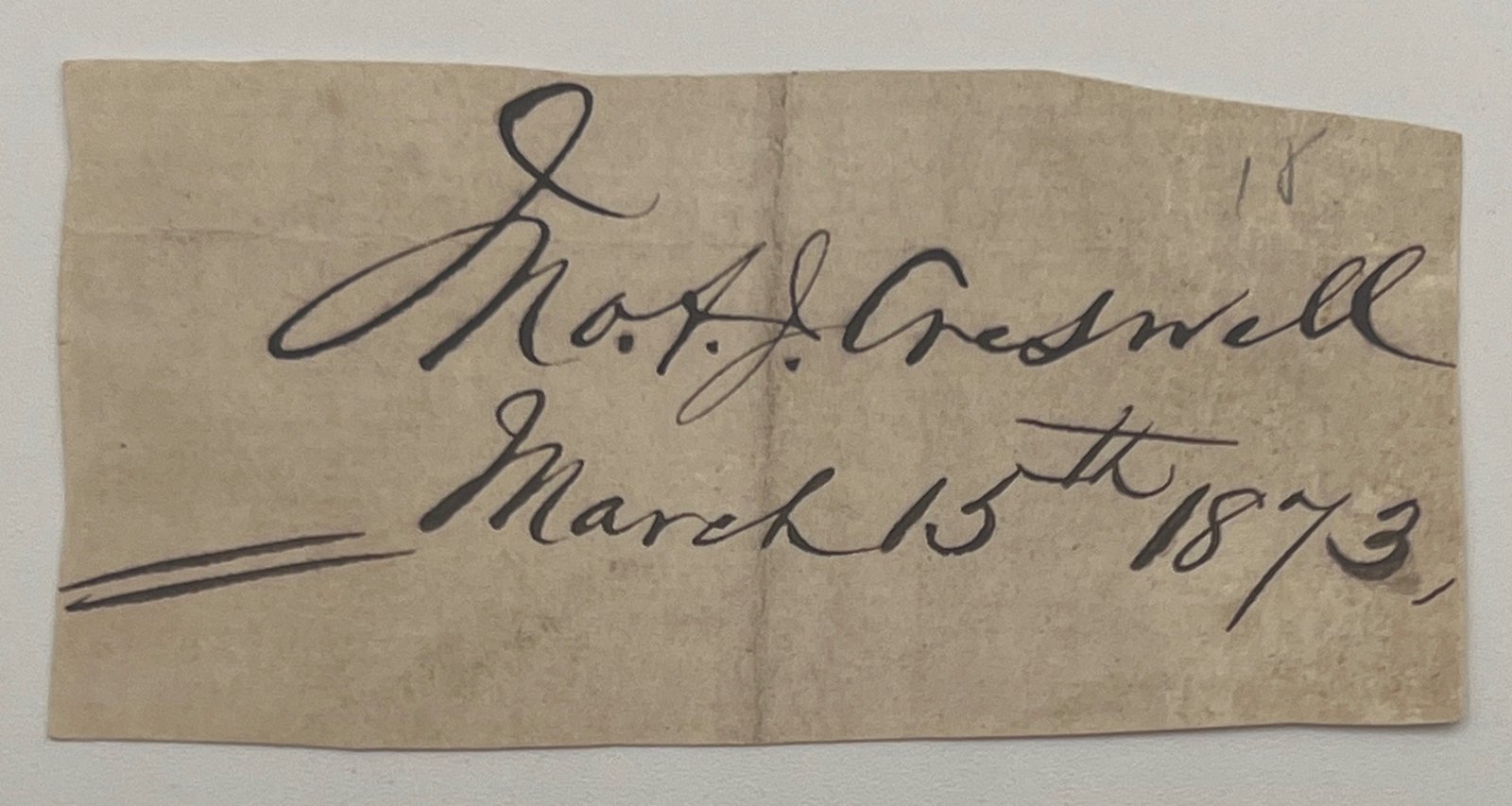 John A J Creswell Signed 1873 Autograph U.S. Postmaster General Grant #1450