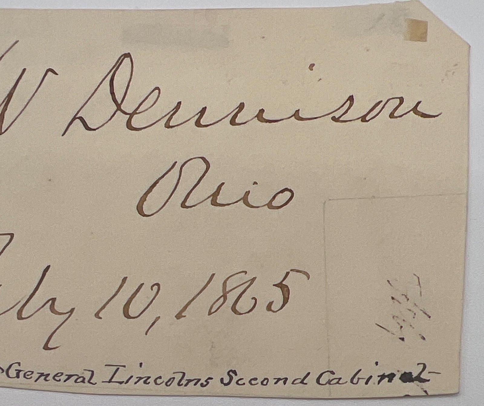 William Dennison Signed 1865 Autograph Cut Lincoln Cabinet Postmaster Gen #1448 photo 3