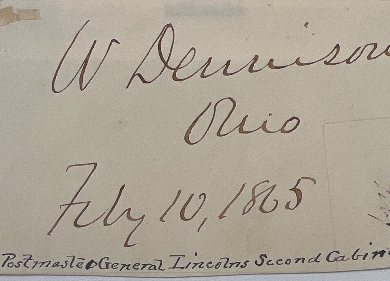 William Dennison Signed 1865 Autograph Cut Lincoln Cabinet Postmaster Gen #1448 photo 2