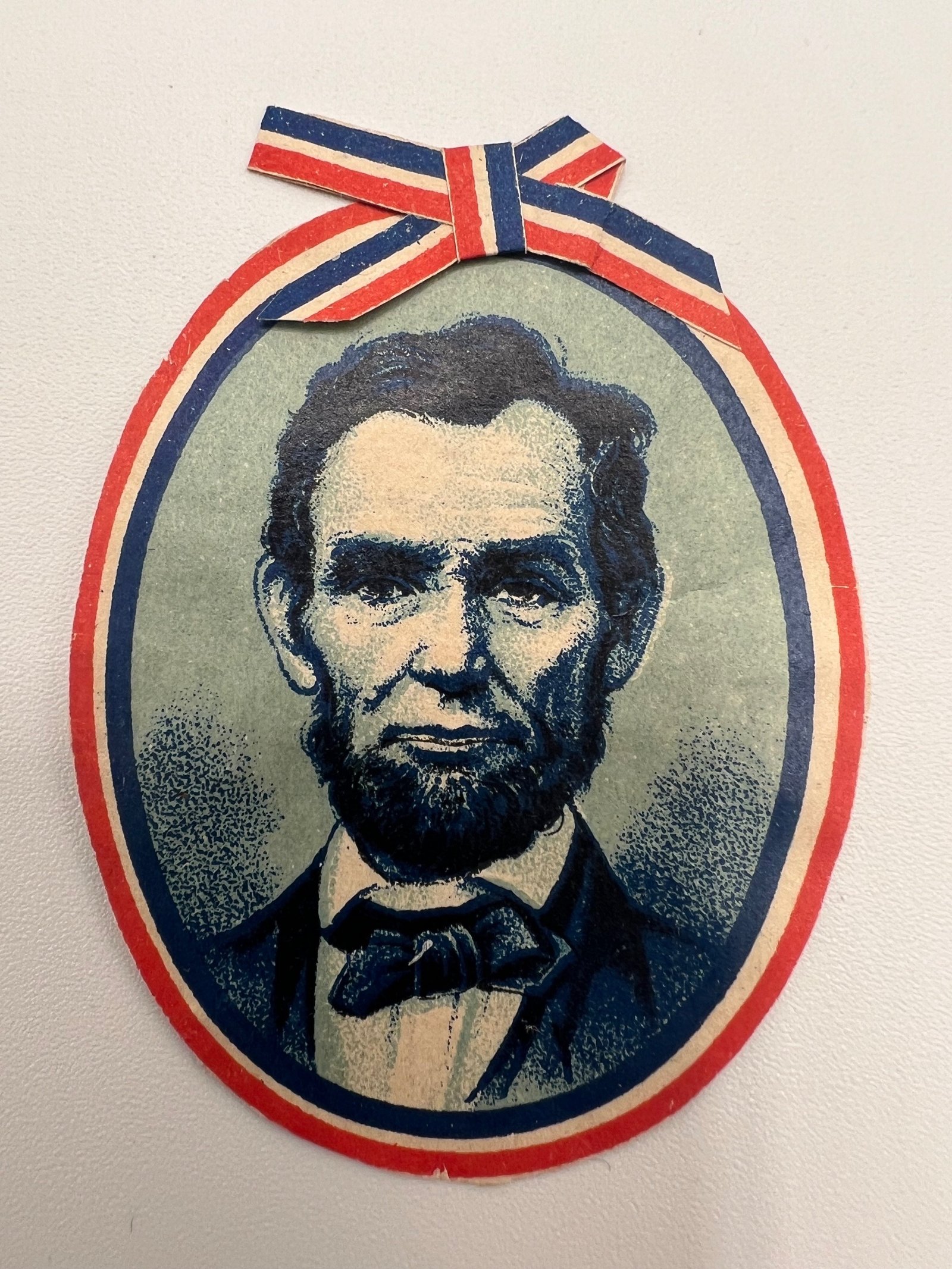 Antique Abraham Lincoln Memorial Die Cut Patriotic Portrait c1865 #1469 photo 2