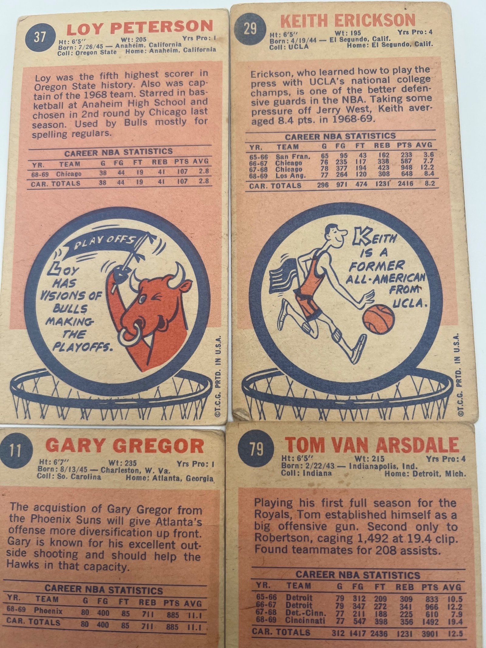 1969-70 Topps Basketball Tall Boy 4 Card Lot 3 RC Petersen Erickson #1470-4 photo 6
