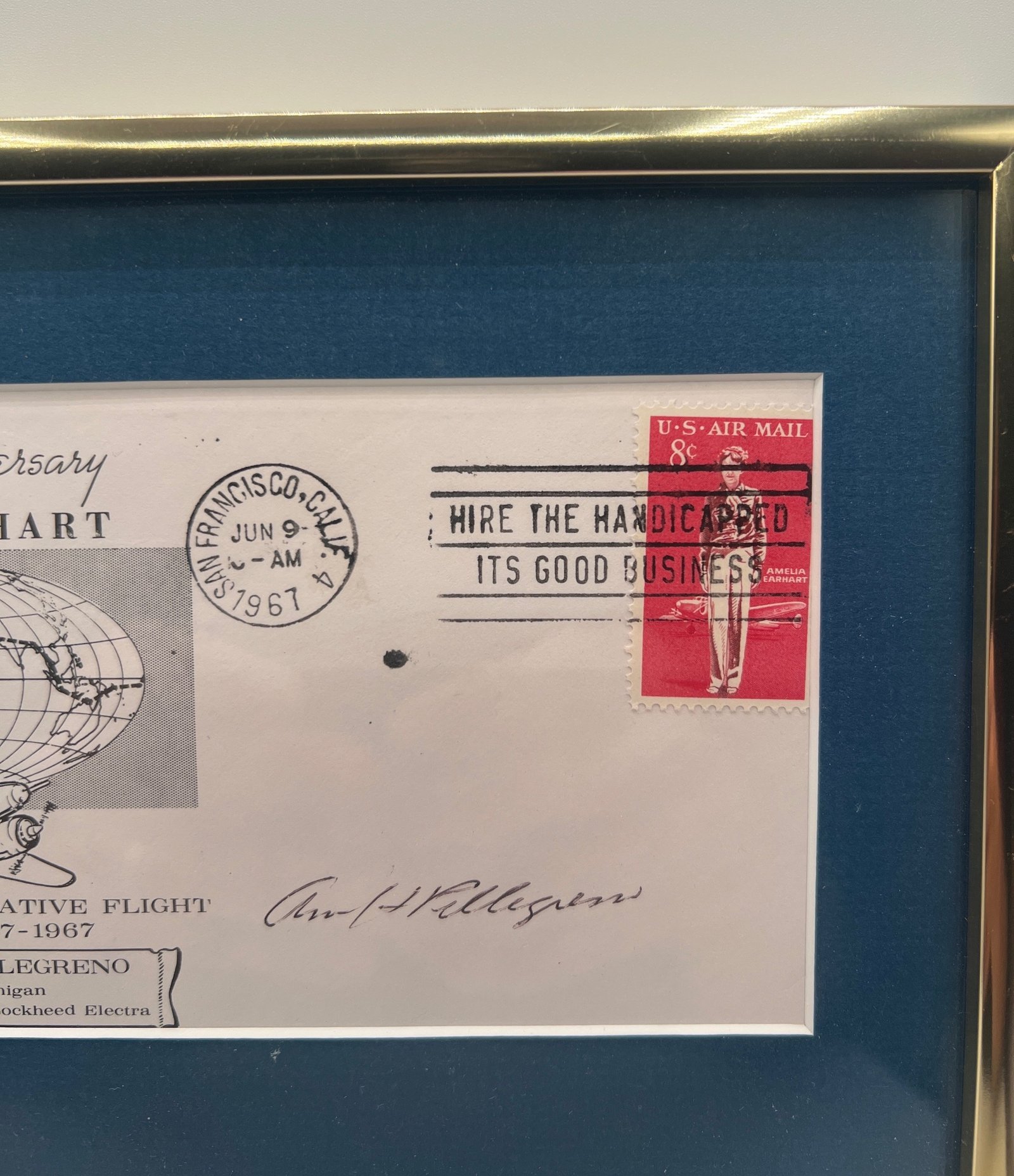 1967 Ann Pellegreno Signed Amelia Earhart 30th Anniversary Flown Cover # S142 photo 3