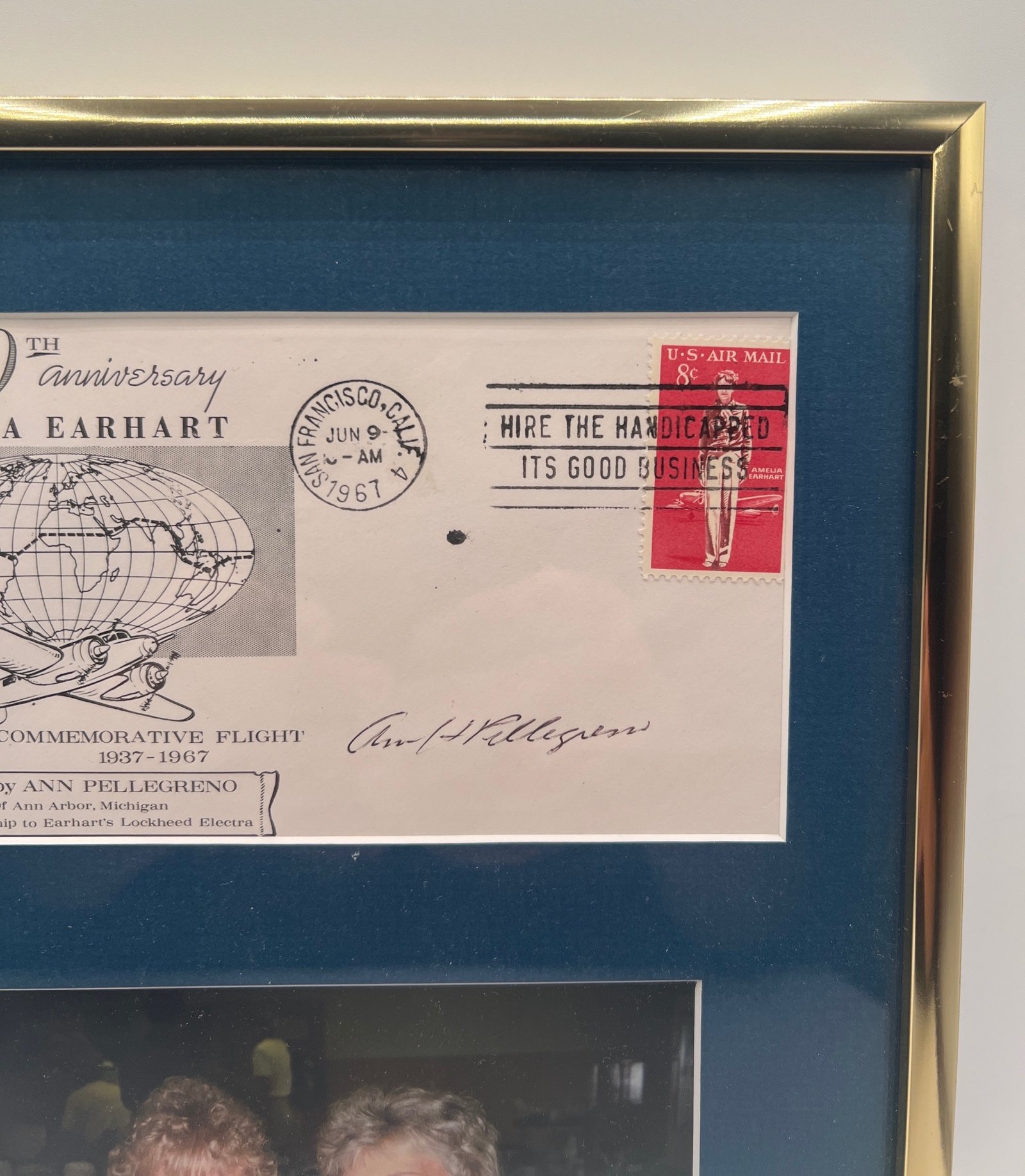 1967 Ann Pellegreno Signed Amelia Earhart 30th Anniversary Flown Cover # S142 photo 2