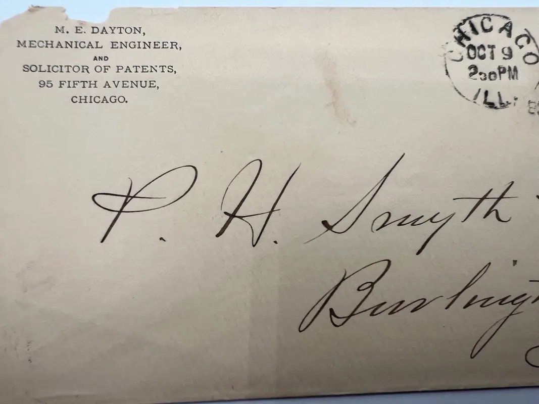 1882 Chicago M E Dayton Patent Solicitor Advertising Cover 3c Washington #1475 photo 3