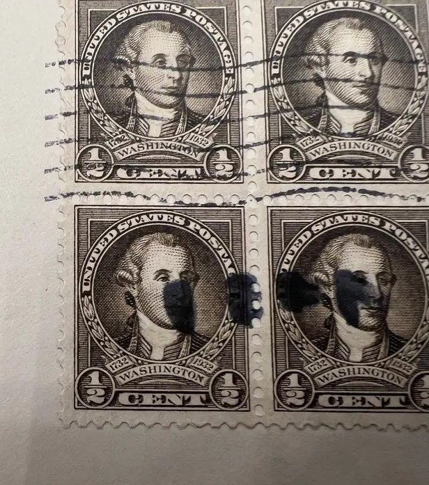 1932 George Washington Bicentennial Cover Mount Vernon Feb 22 Stamp Block #1479 photo 5