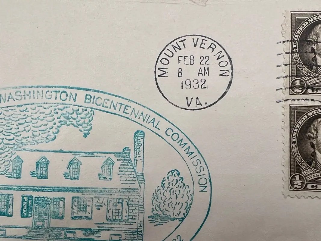 1932 George Washington Bicentennial Cover Mount Vernon Feb 22 Stamp Block #1479 photo 6