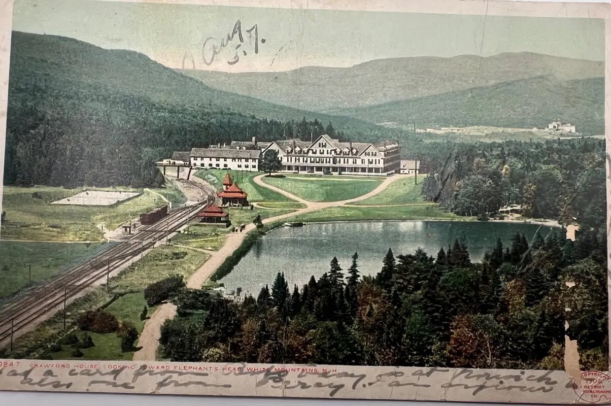 1907 Crawford House White Mountains NH Postcard Phostint Railroad View #1480 photo 6