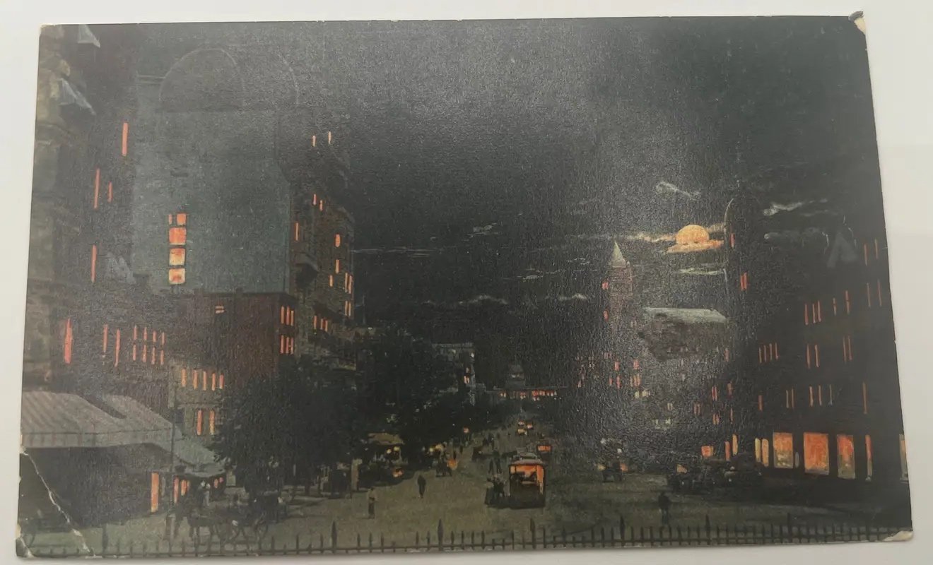 1909 Washington DC Pennsylvania Ave Night View Rotograph Postcard Trolley # 1481 photo 4