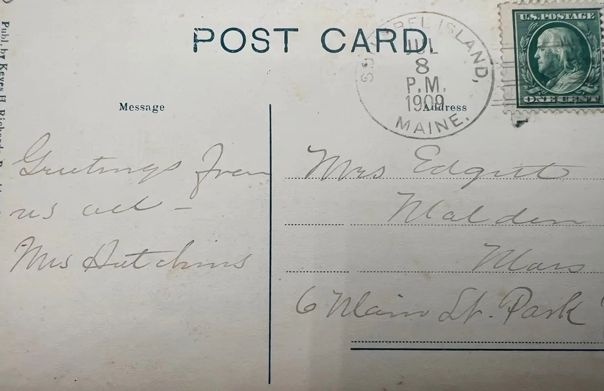 1909 Squirrel Island Maine Library Postcard Boothbay Harbor Posted #1486 photo 2