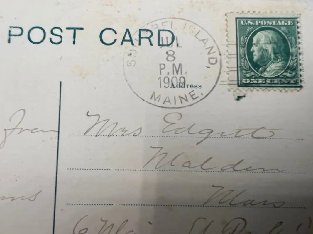 1909 Squirrel Island Maine Library Postcard Boothbay Harbor Posted #1486 photo 3