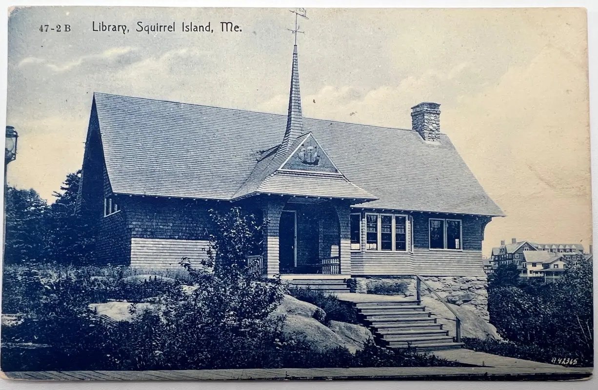 1909 Squirrel Island Maine Library Postcard Boothbay Harbor Posted #1486 photo 4